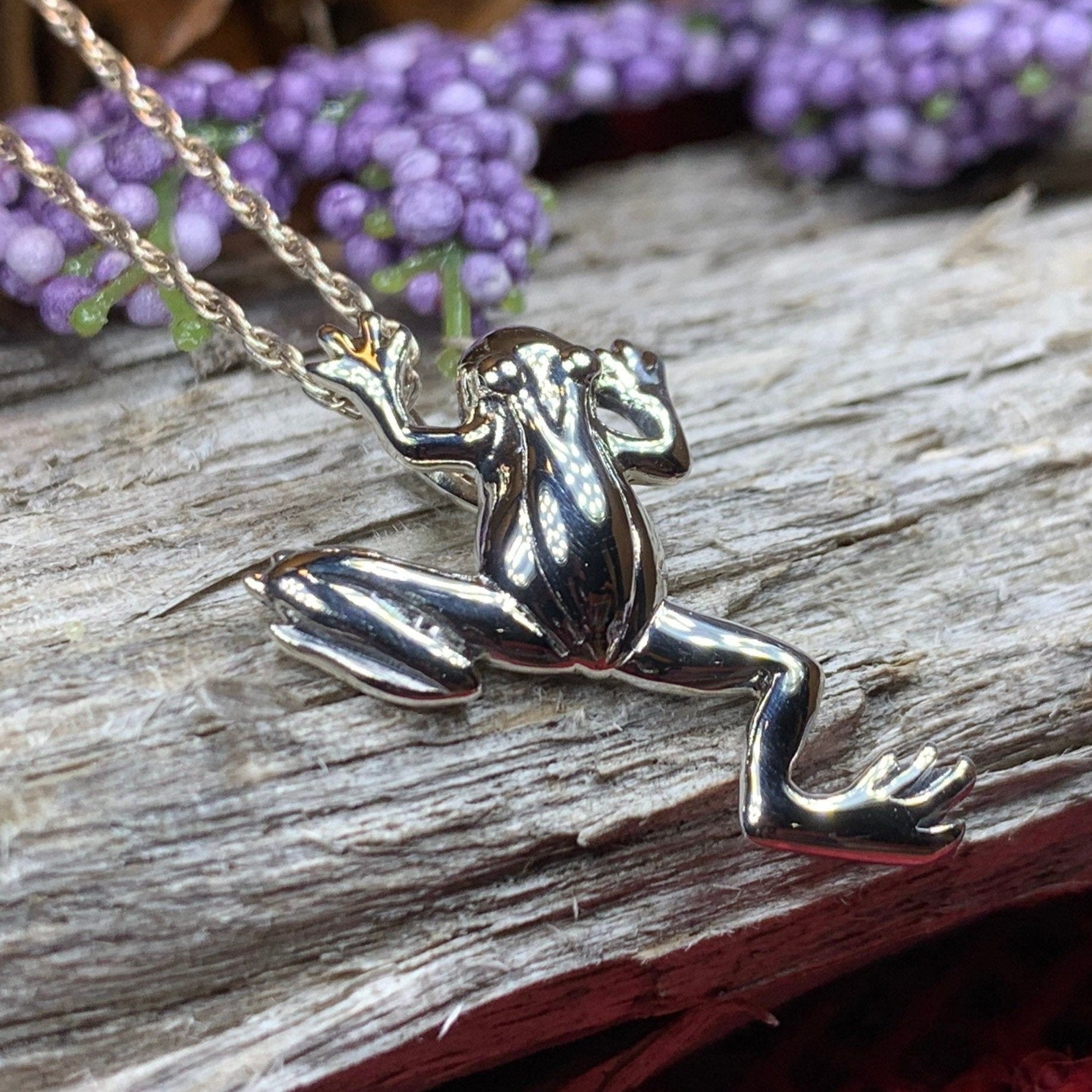 Jumping Frog Necklace in Sterling Silver
