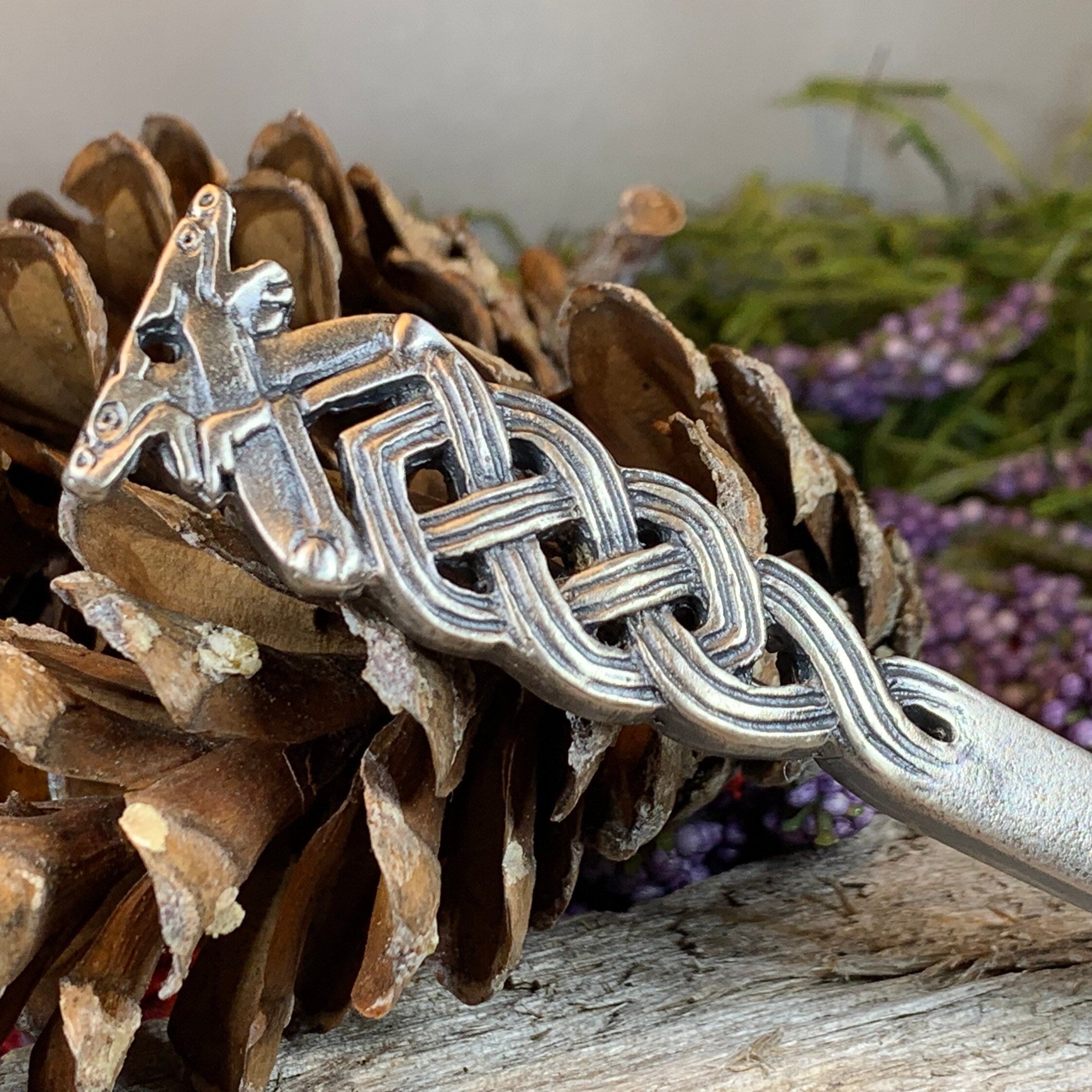 Celtic Double Wolf Kilt Pin - Handmade in Scotland