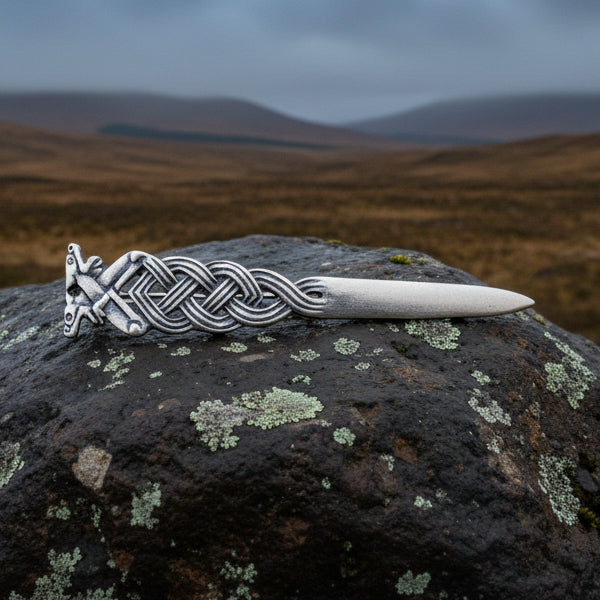 Celtic Double Wolf Kilt Pin - Handmade in Scotland