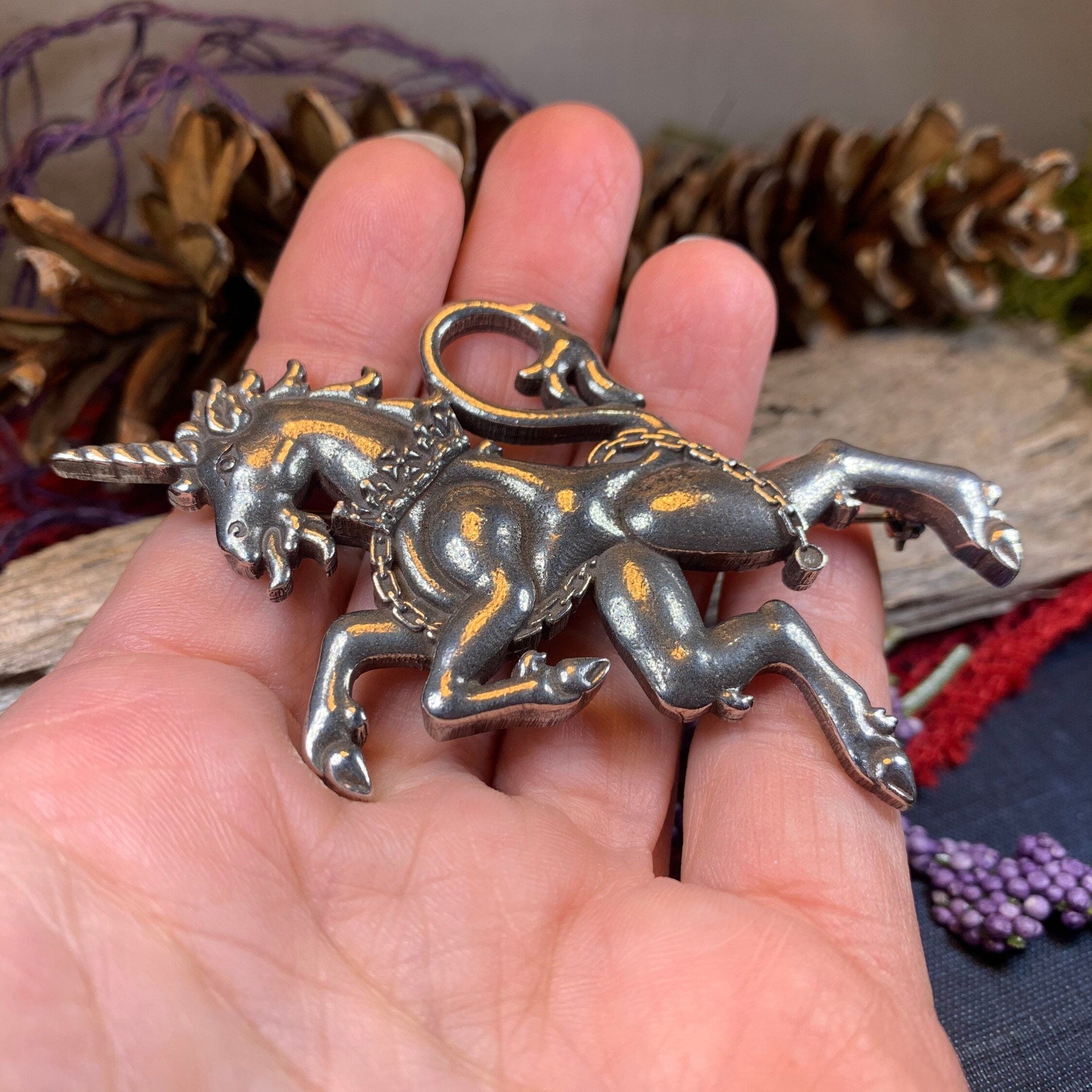 Giles Unicorn of Scotland Tartan Pin