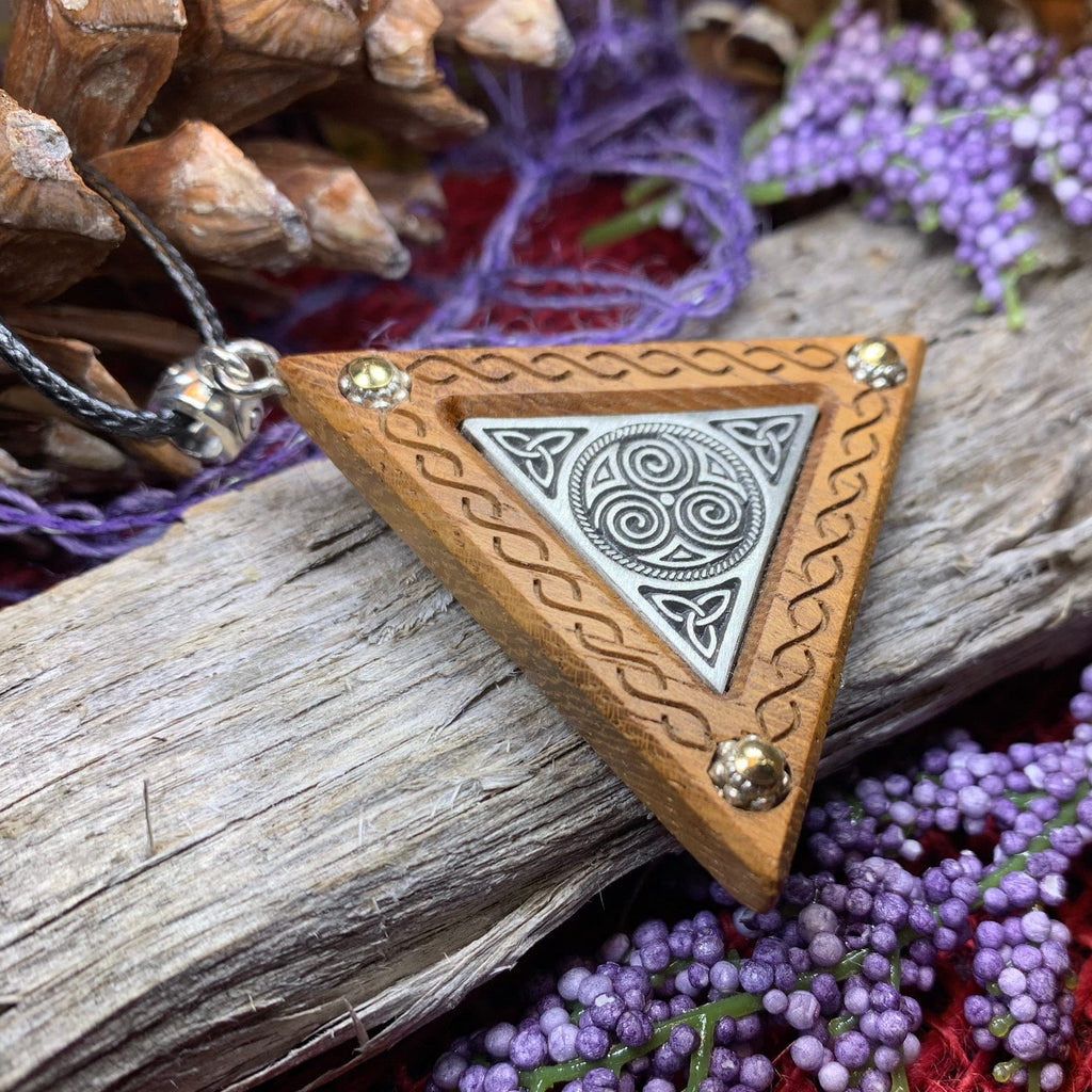 Black Walnut Triple Spiral Necklace - Handmade in Ireland
