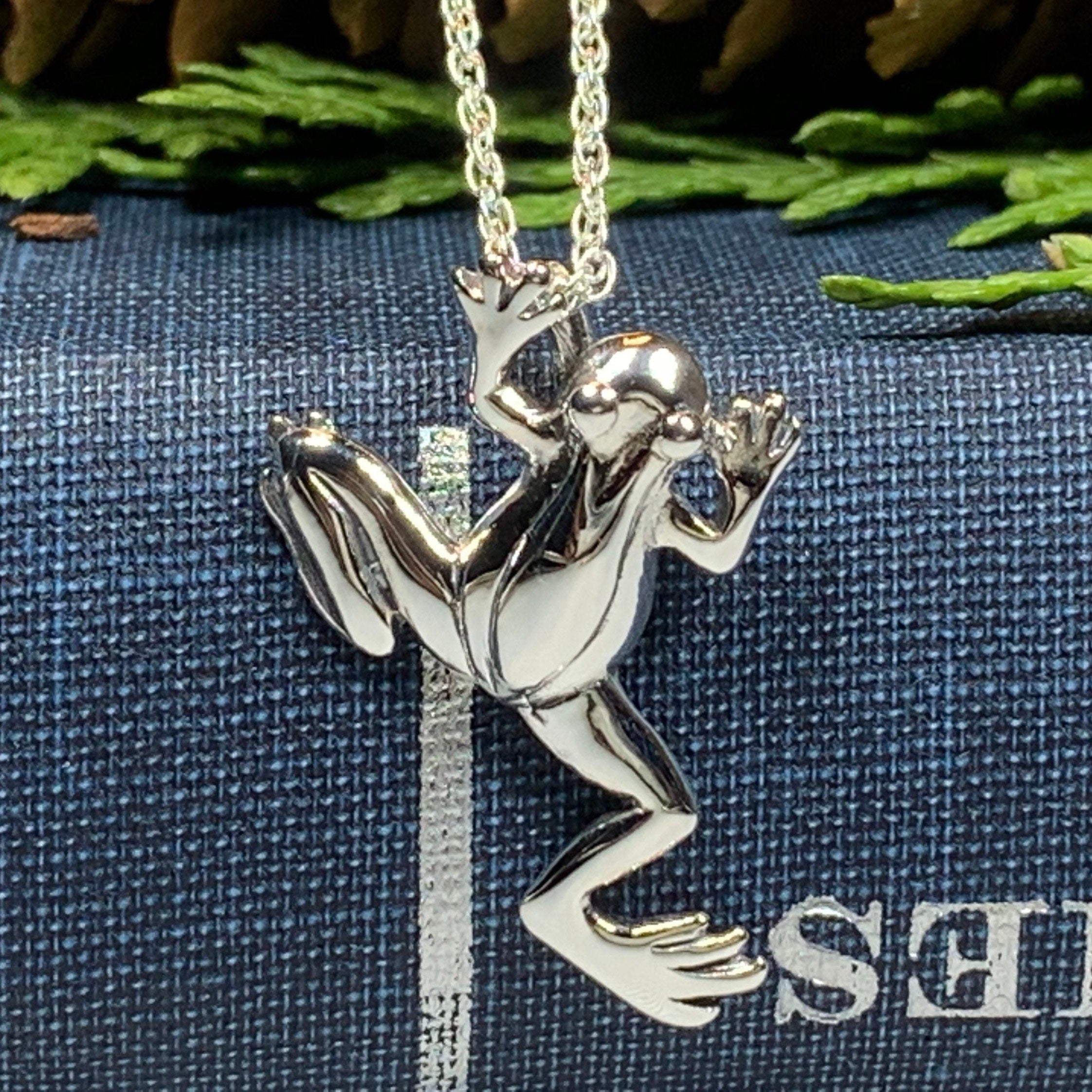 Jumping Frog Necklace in Sterling Silver