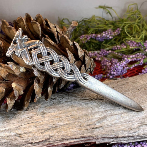 Celtic Double Wolf Kilt Pin - Handmade in Scotland