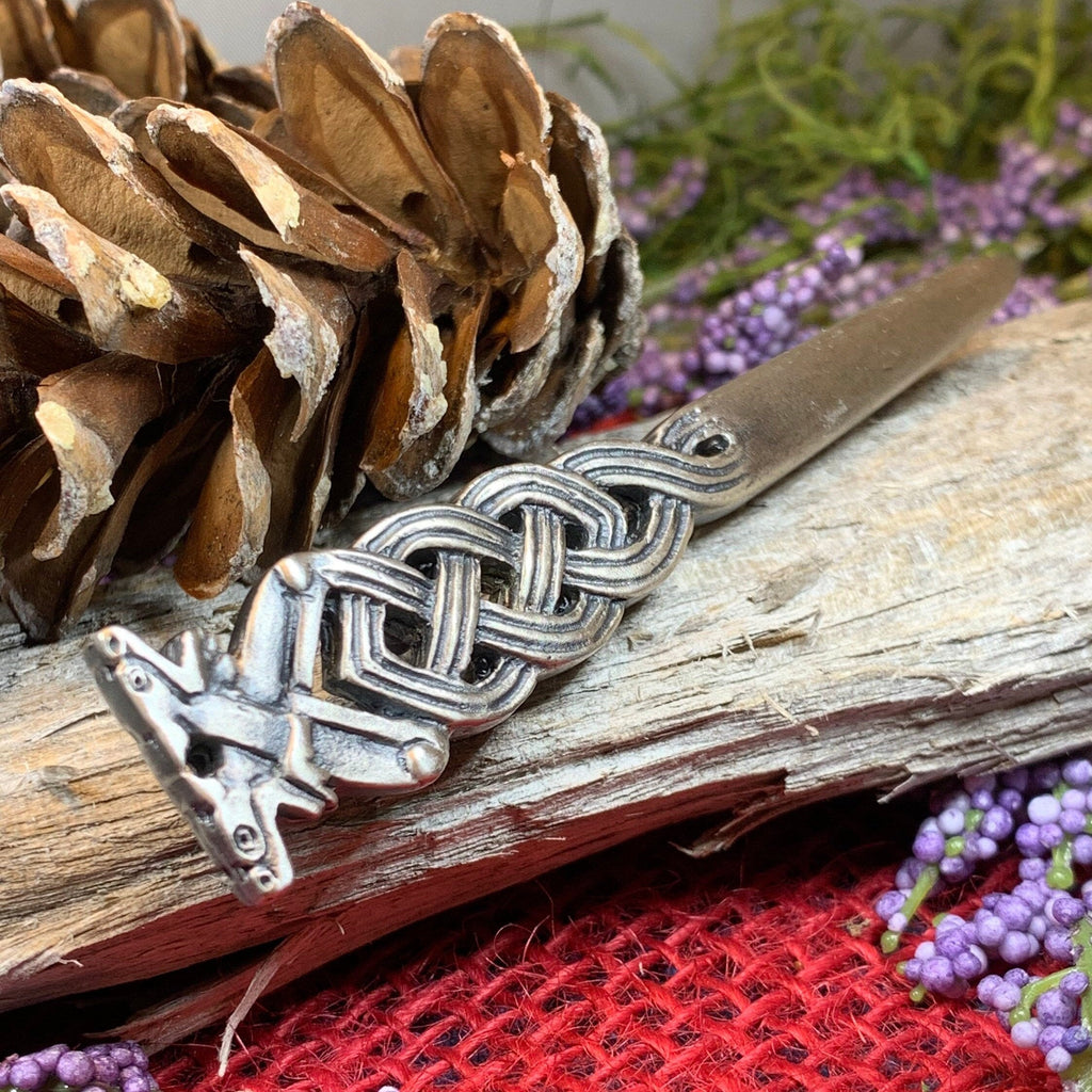 Celtic Double Wolf Kilt Pin - Handmade in Scotland