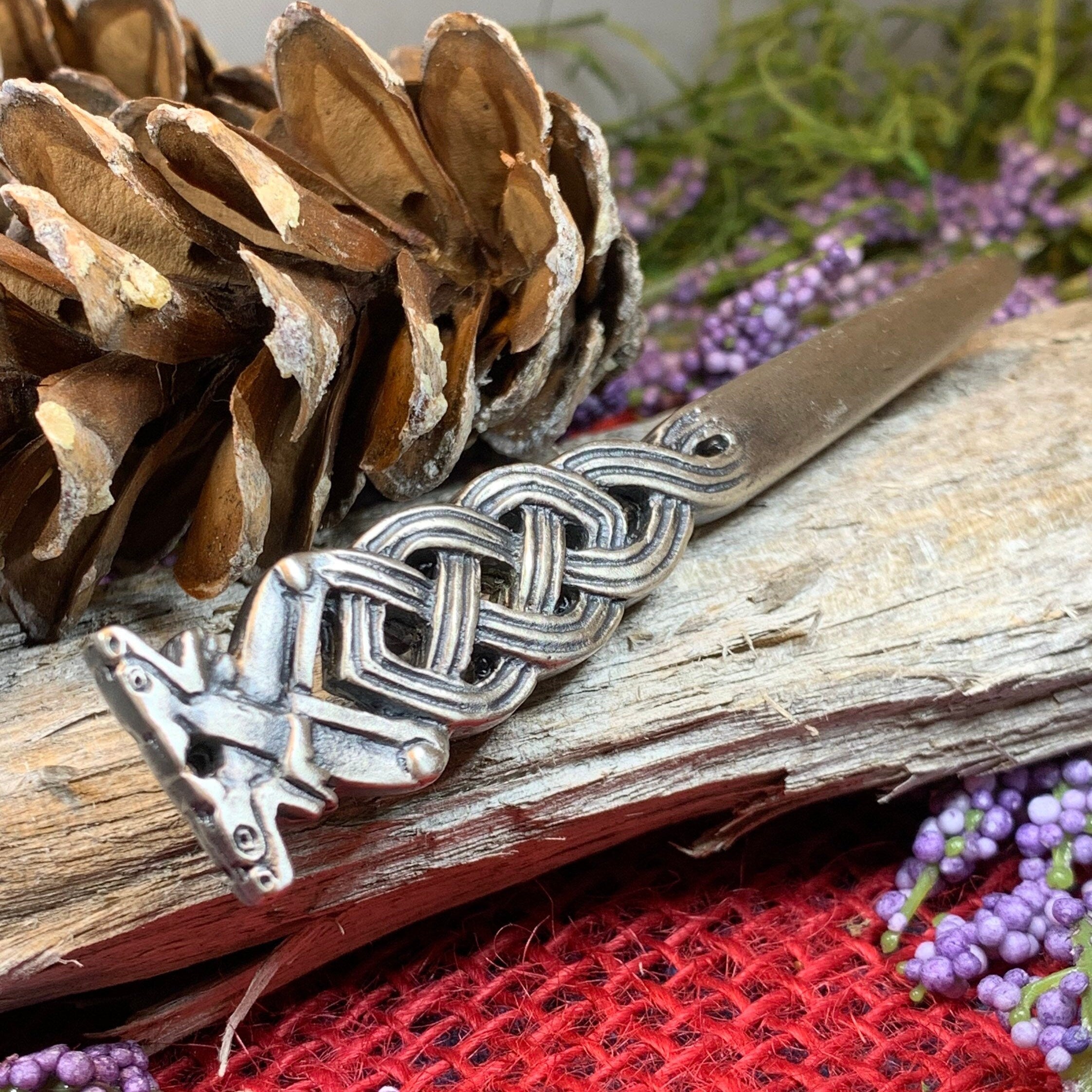 Celtic Double Wolf Kilt Pin - Handmade in Scotland