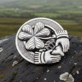 Classic Claddagh Shamrock Brooch