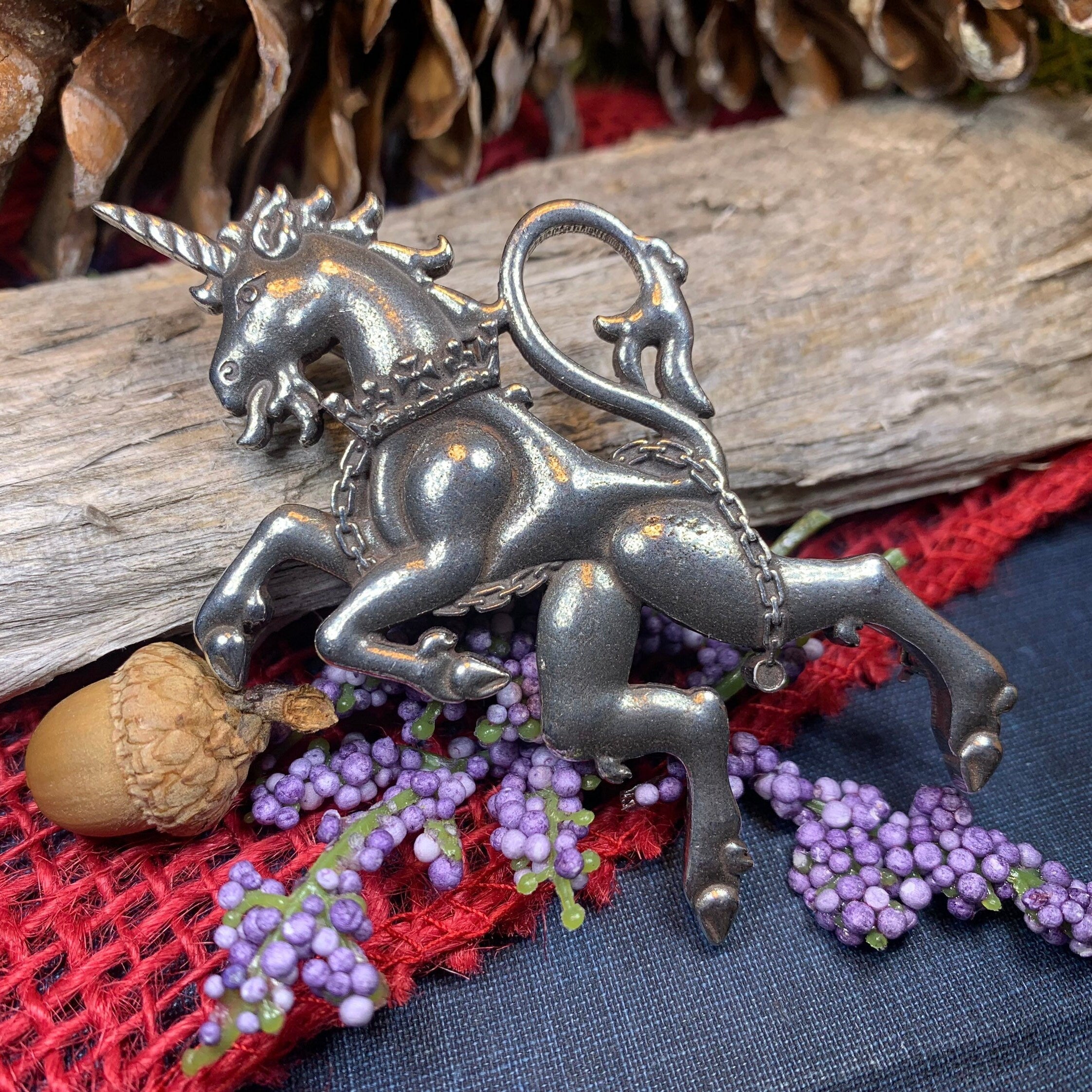 Giles Unicorn of Scotland Tartan Pin