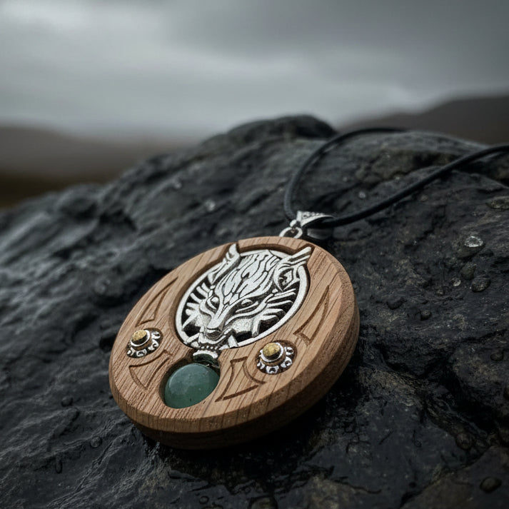 Iroko Forest Wolf Necklace - Handmade in Ireland