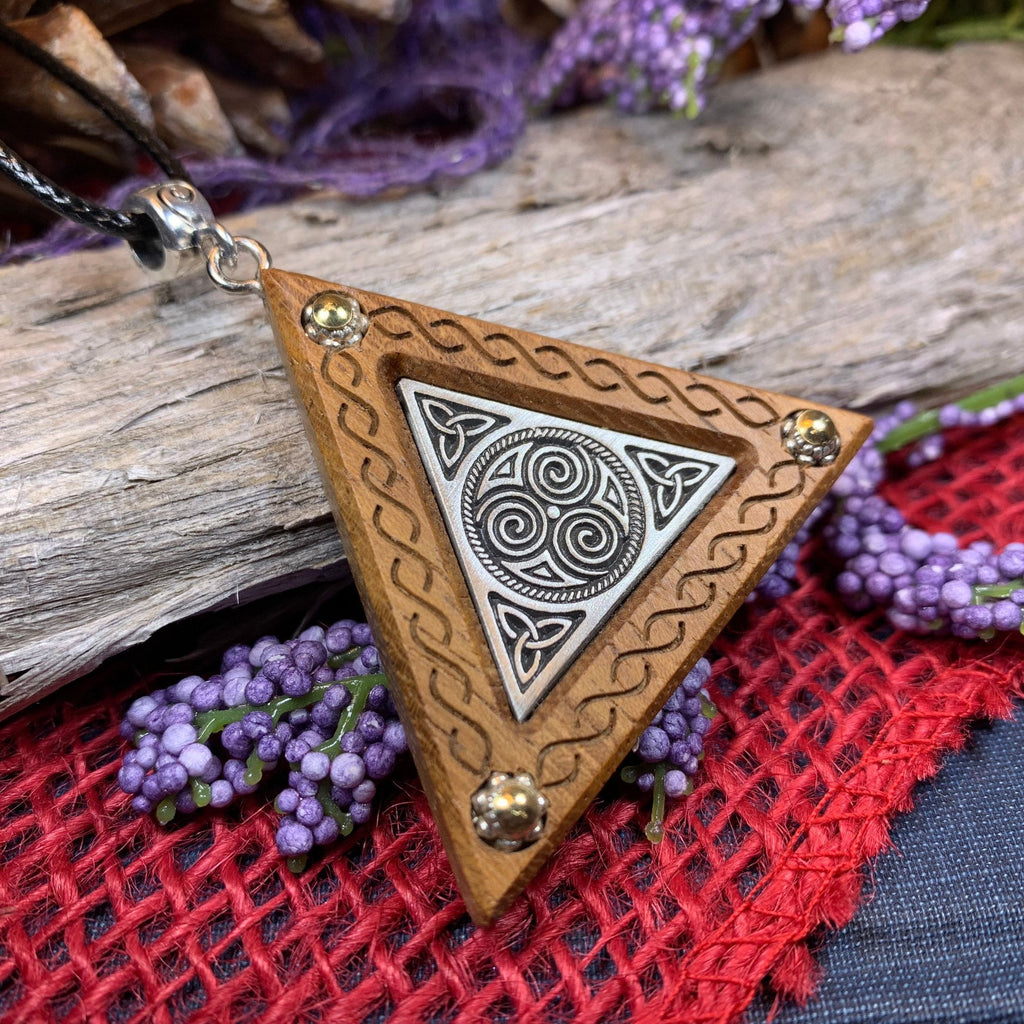 Black Walnut Triple Spiral Necklace - Handmade in Ireland