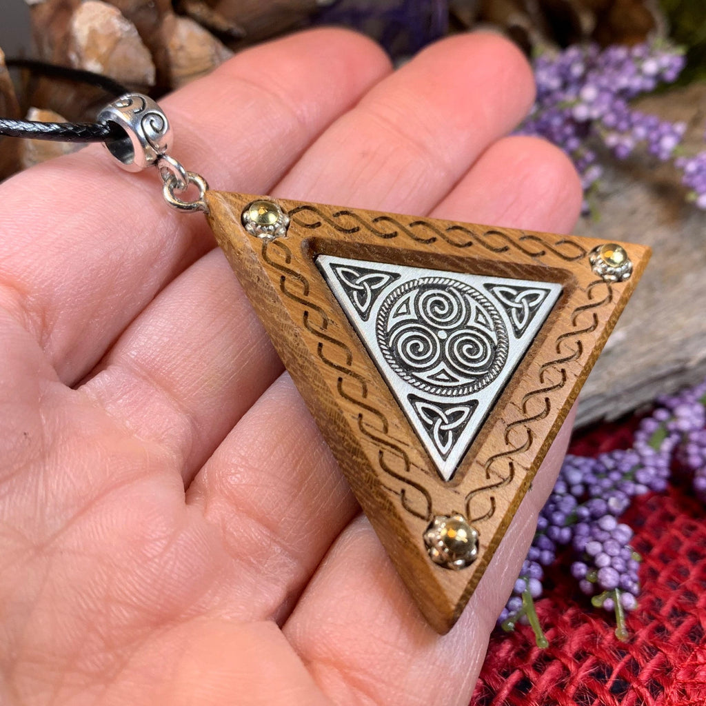 Black Walnut Triple Spiral Necklace - Handmade in Ireland