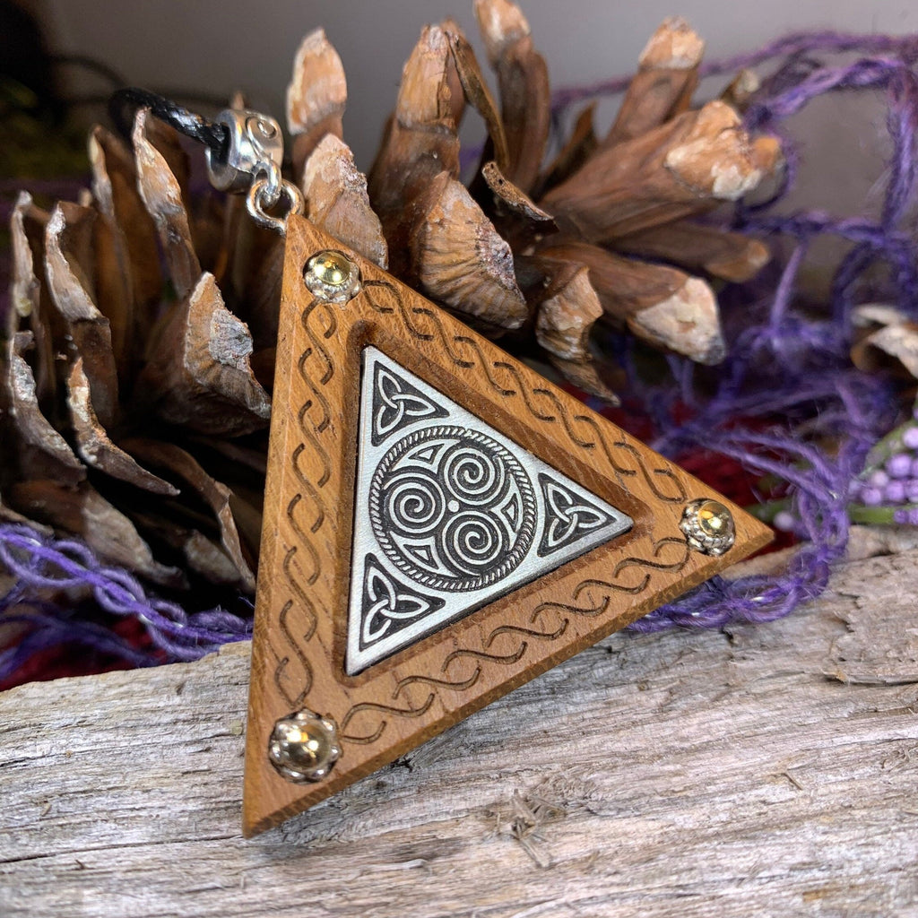 Black Walnut Triple Spiral Necklace - Handmade in Ireland