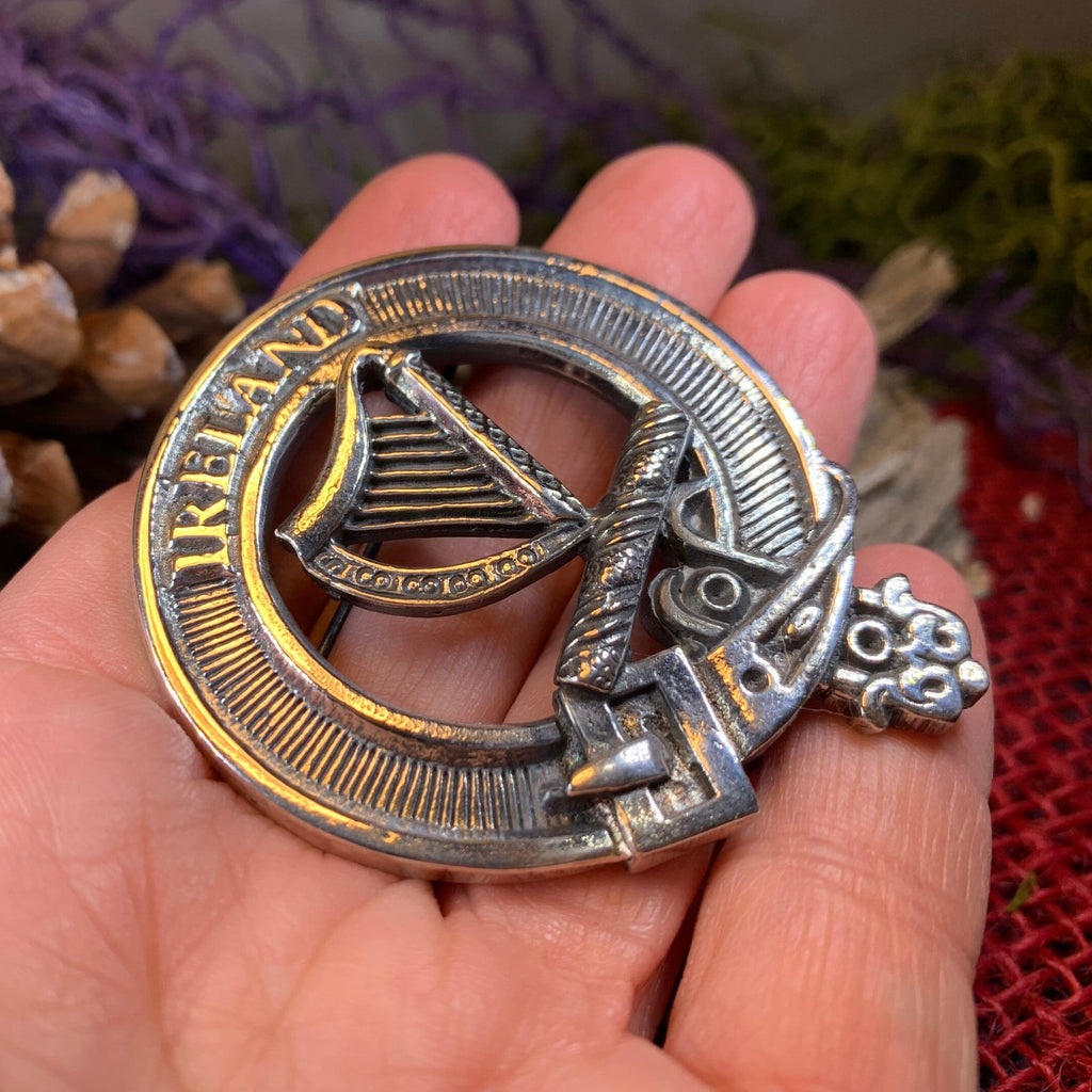 Irish Harp Brooch in Pewter