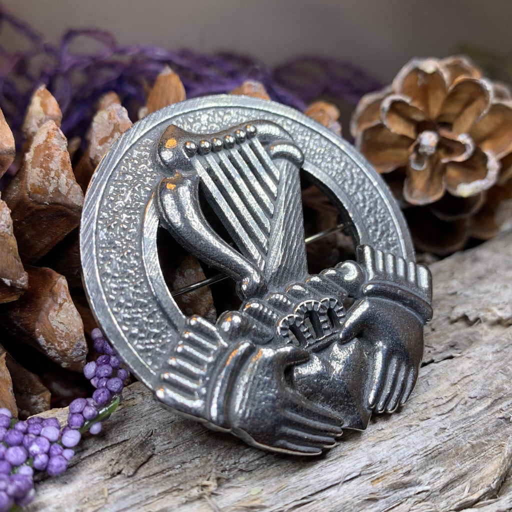 Irish Claddagh Harp Brooch