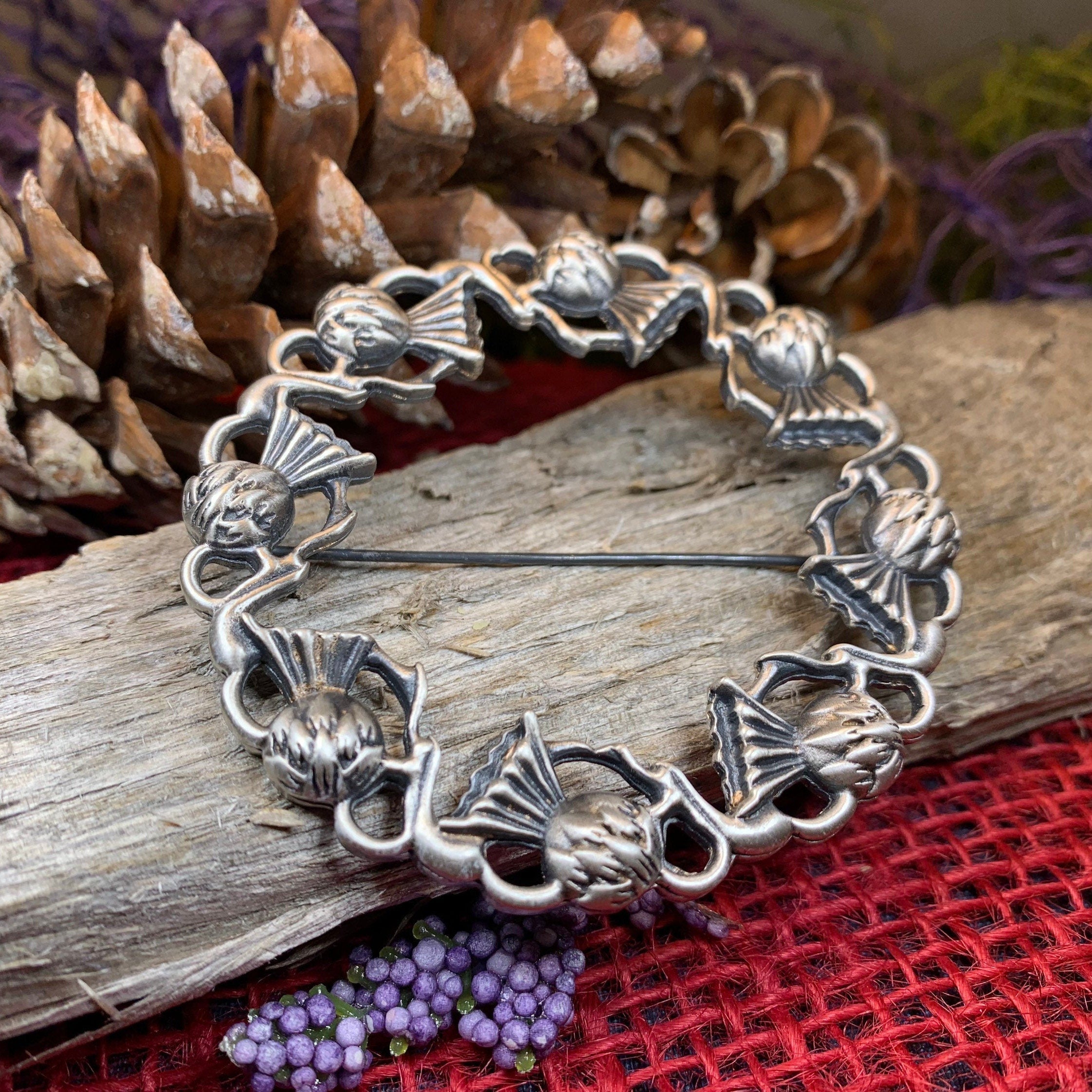 Georgiana Thistle Wreath Brooch - Handmade in Scotland