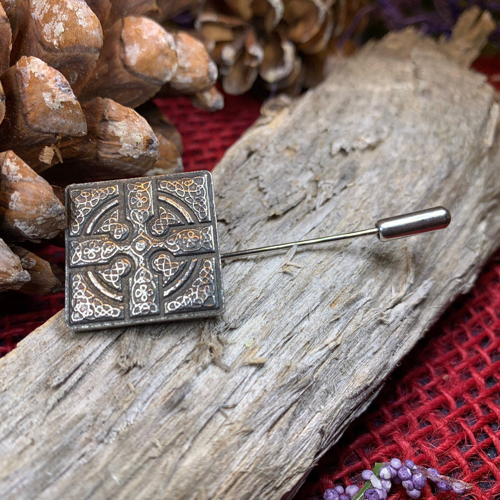 Medieval Celtic Cross Stick Pin - Handmade in Scotland