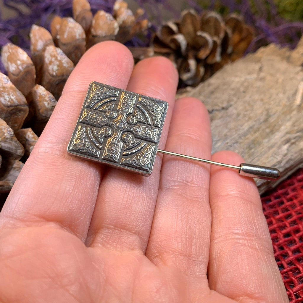 Medieval Celtic Cross Stick Pin - Handmade in Scotland