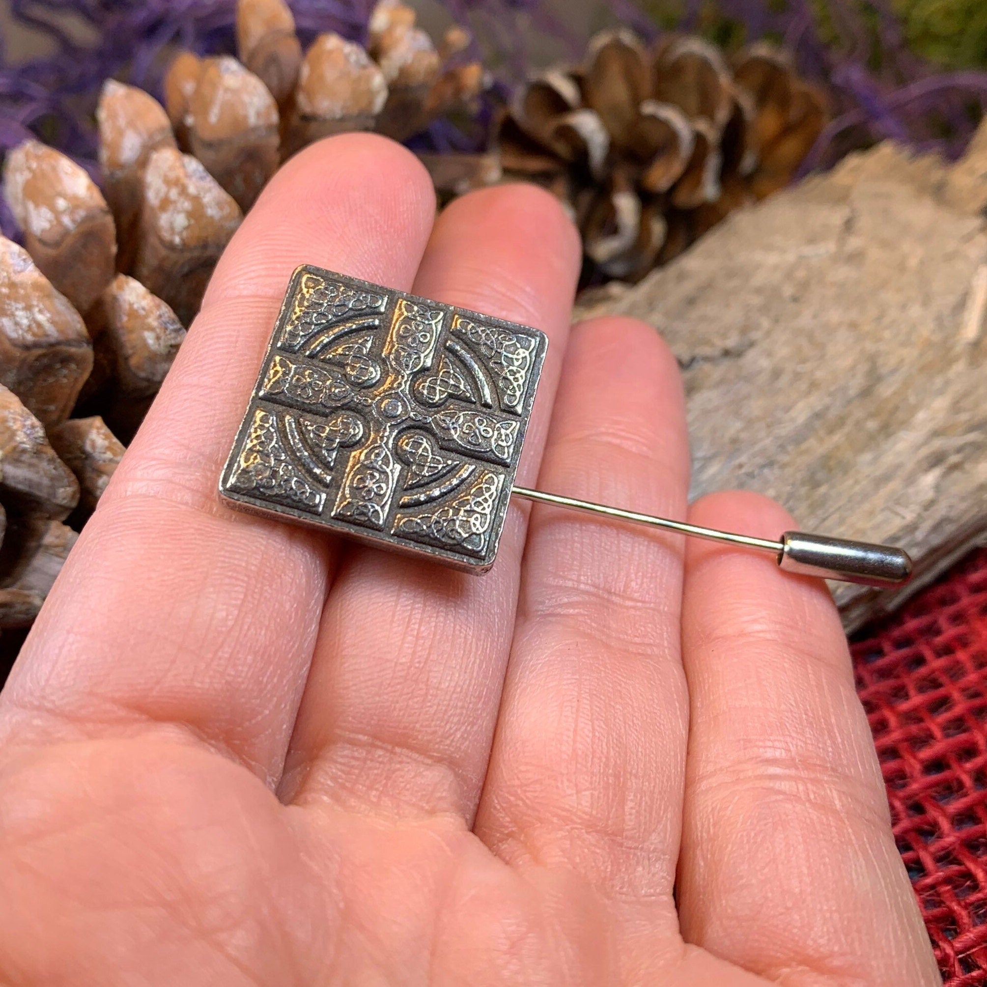 Medieval Celtic Cross Stick Pin - Handmade in Scotland