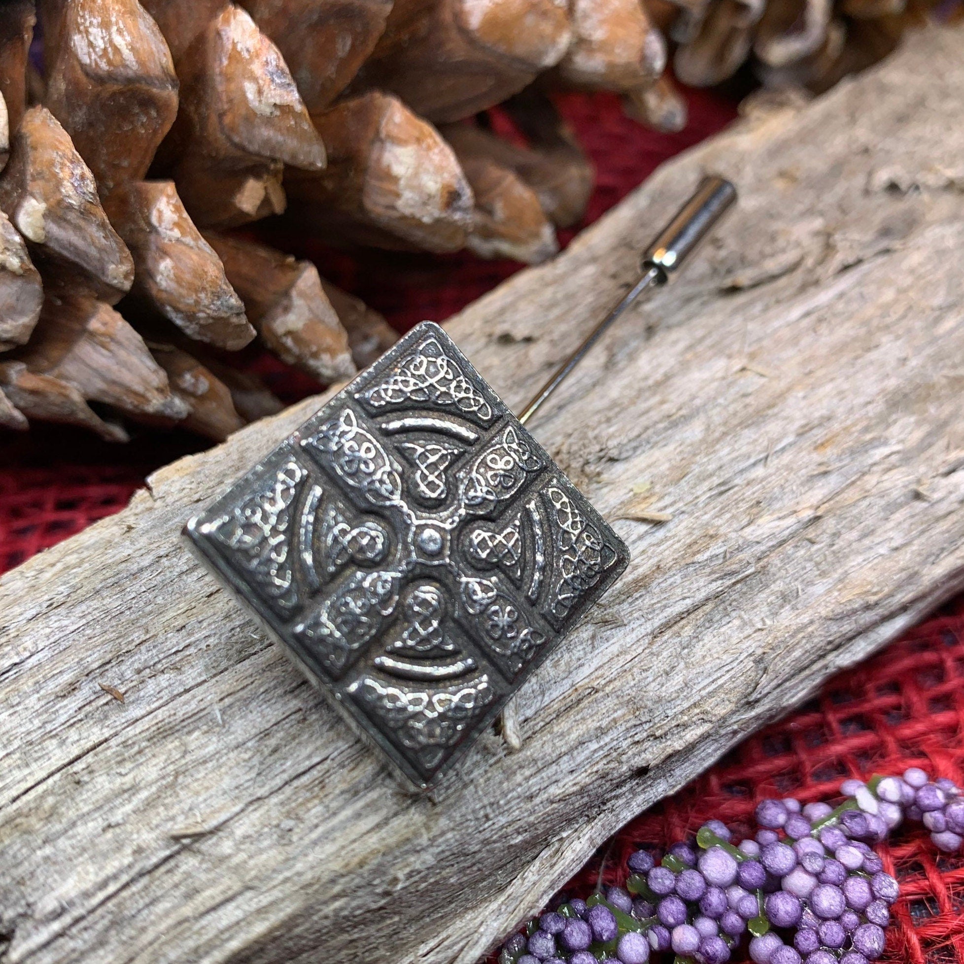 Medieval Celtic Cross Stick Pin - Handmade in Scotland