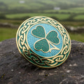 Celtic Shamrock Enamel Brooch - Irish Jewelry