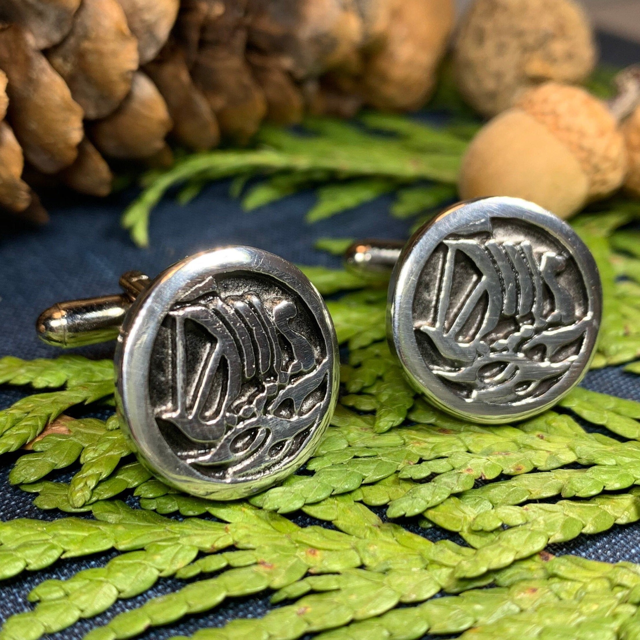 Viking Ship Pewter Cufflinks - Handmade in Scotland