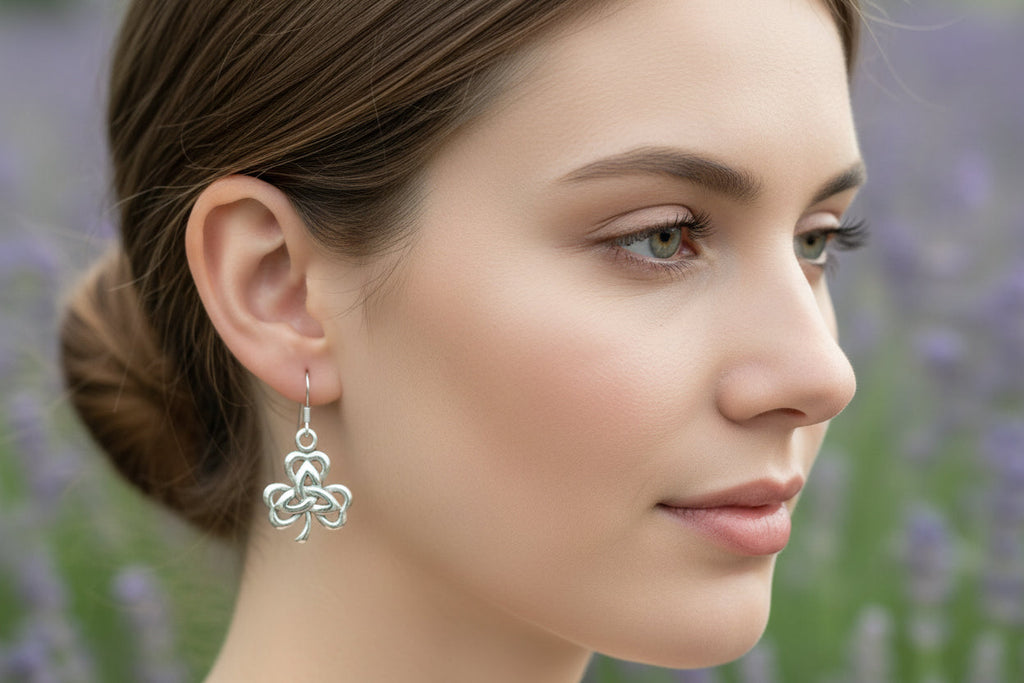 Irish Shamrock Trinity Knot Earrings