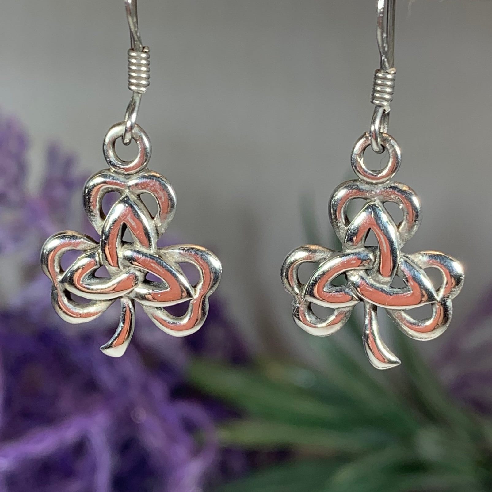 Irish Shamrock Trinity Knot Earrings