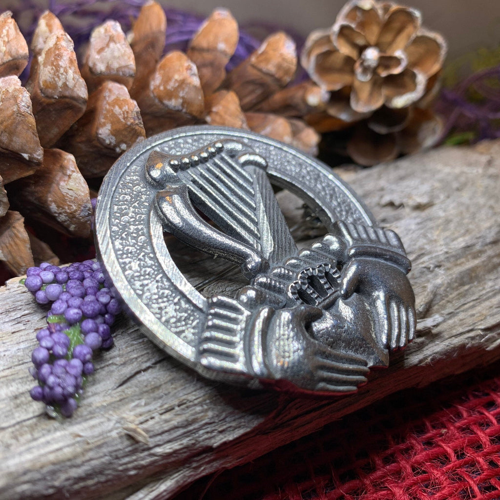Irish Claddagh Harp Brooch