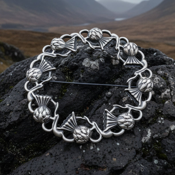 Georgiana Thistle Wreath Brooch - Handmade in Scotland
