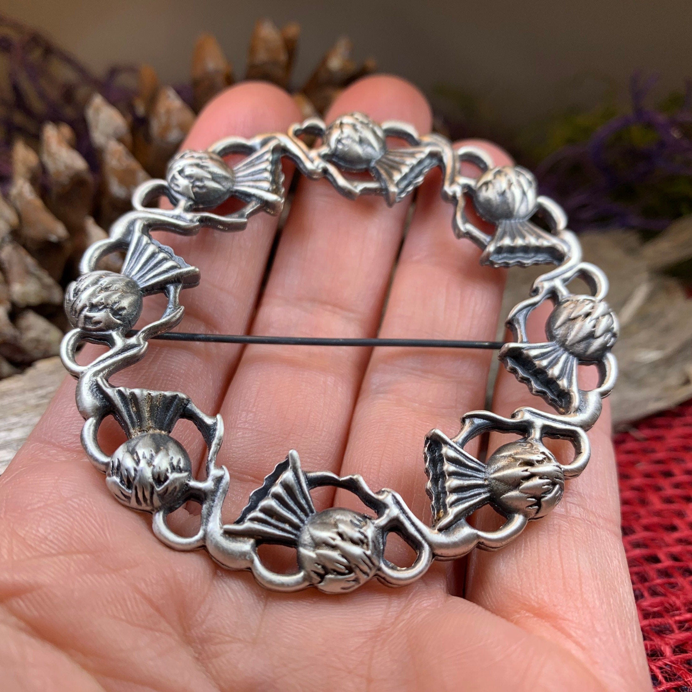 Georgiana Thistle Wreath Brooch - Handmade in Scotland