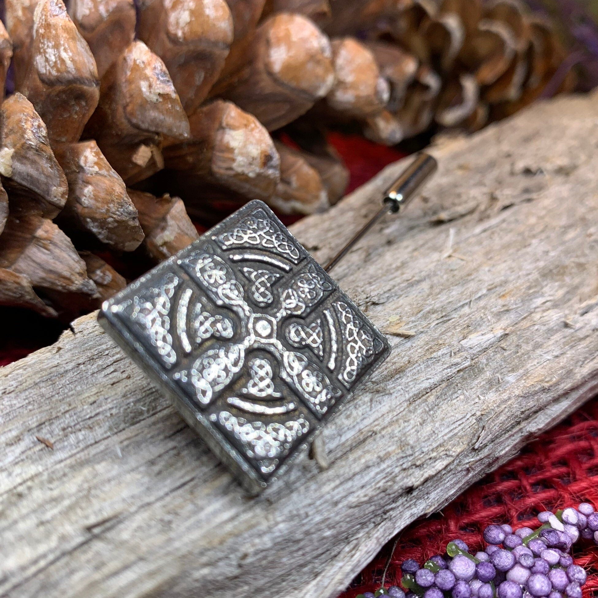 Medieval Celtic Cross Stick Pin - Handmade in Scotland