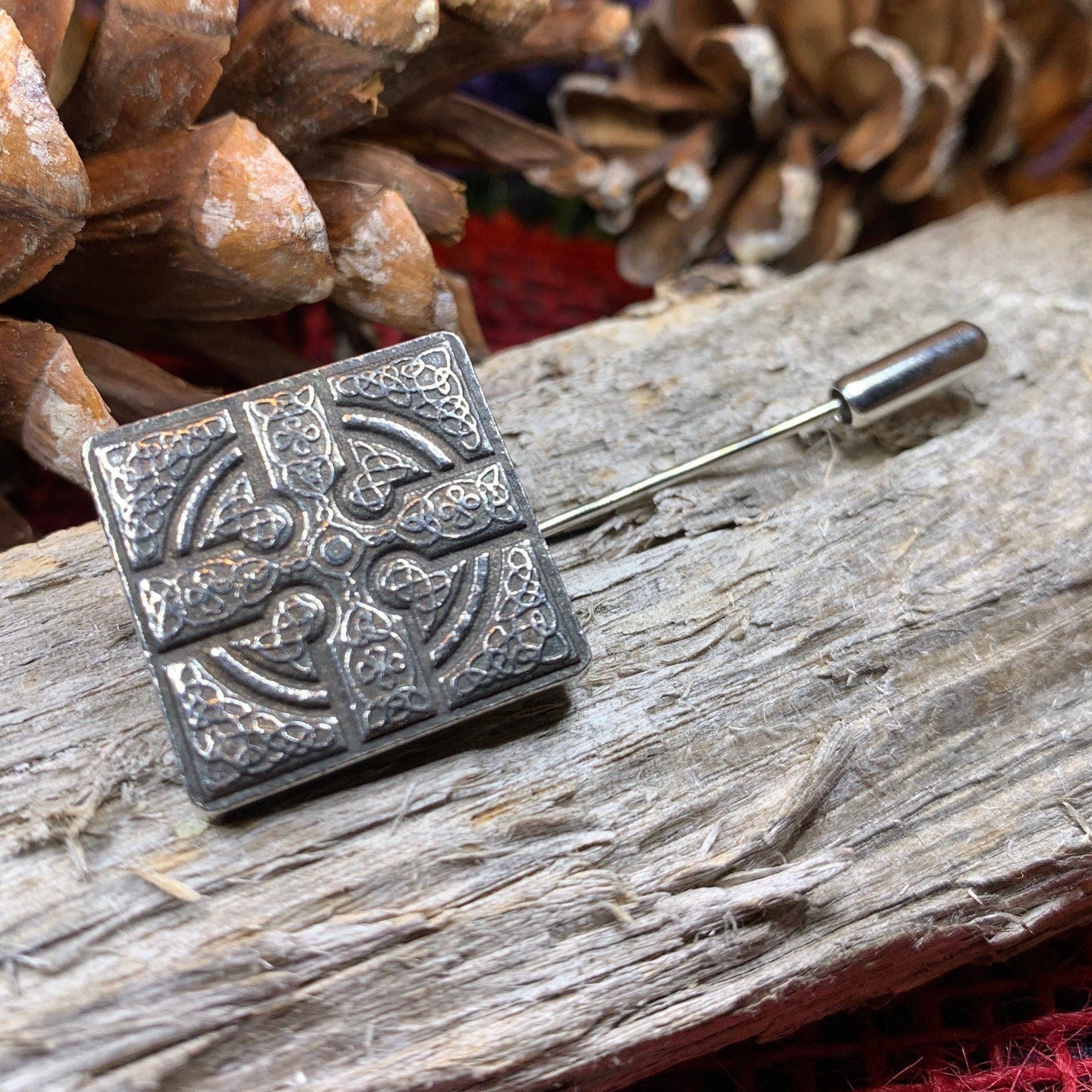 Medieval Celtic Cross Stick Pin - Handmade in Scotland