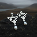 Averie Celtic Knot Earrings with Pearls - Handmade in Scotland
