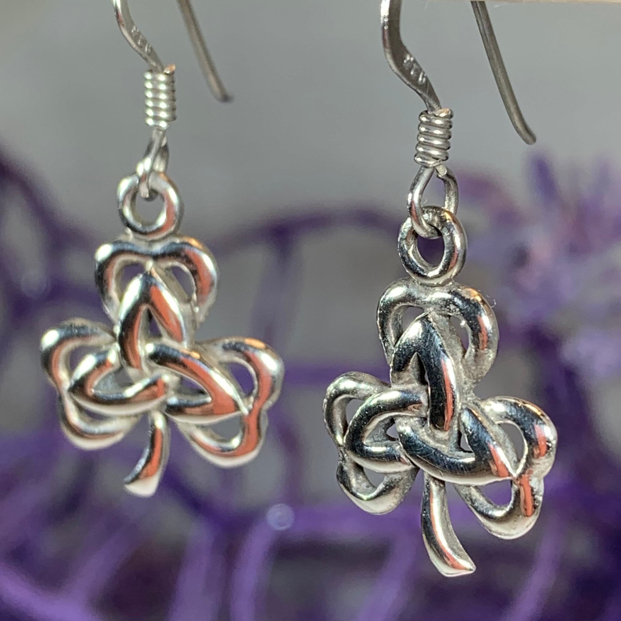 Irish Shamrock Trinity Knot Earrings
