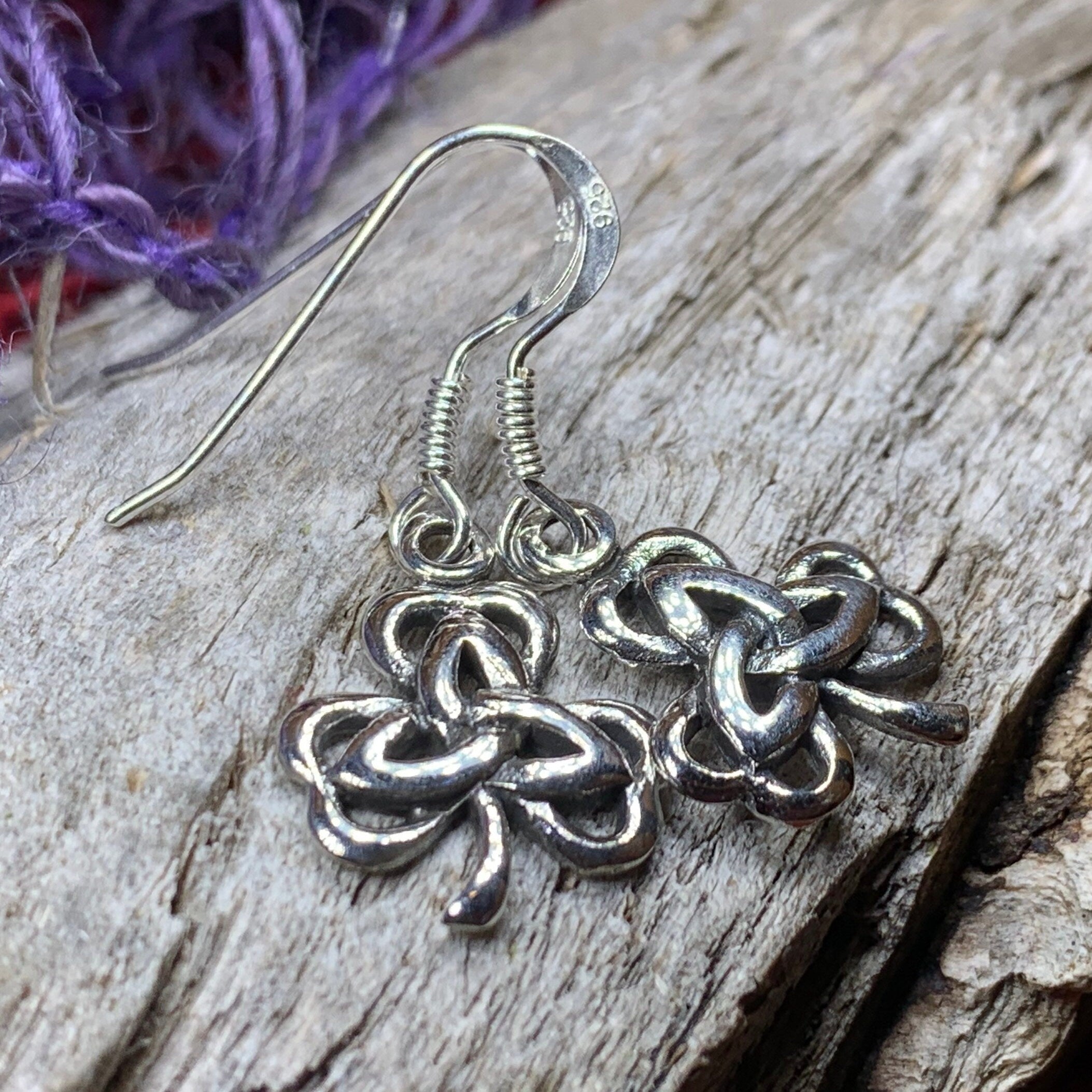 Irish Shamrock Trinity Knot Earrings