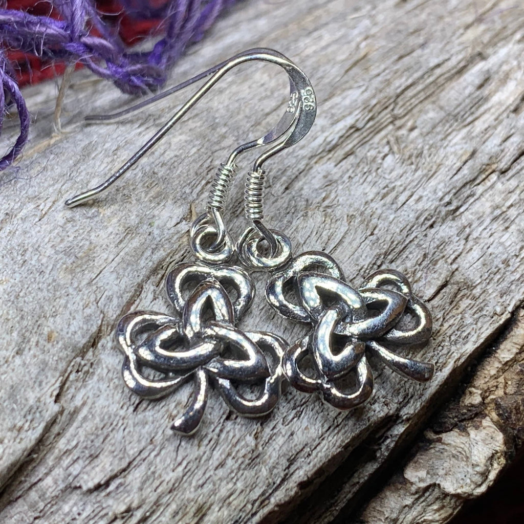 Irish Shamrock Trinity Knot Earrings