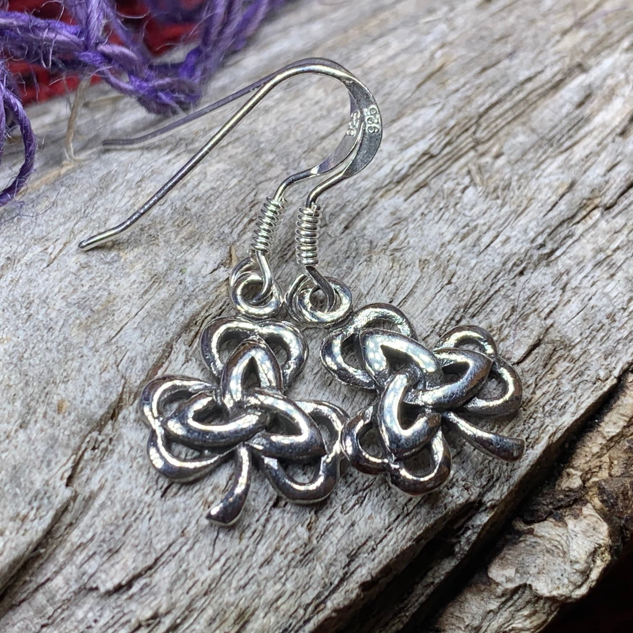 Irish Shamrock Trinity Knot Earrings