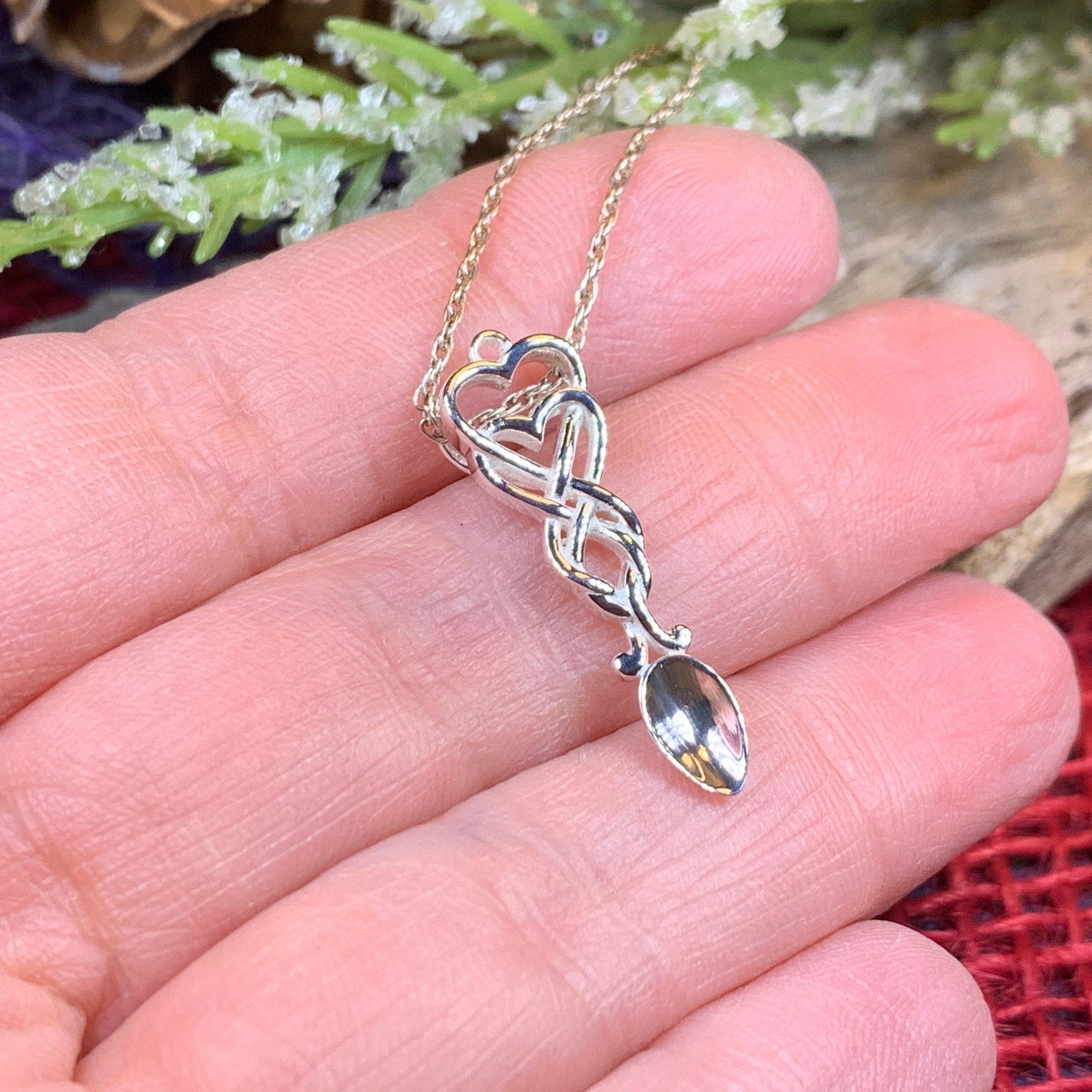 Celtic Hearts Welsh Love Spoon Necklace
