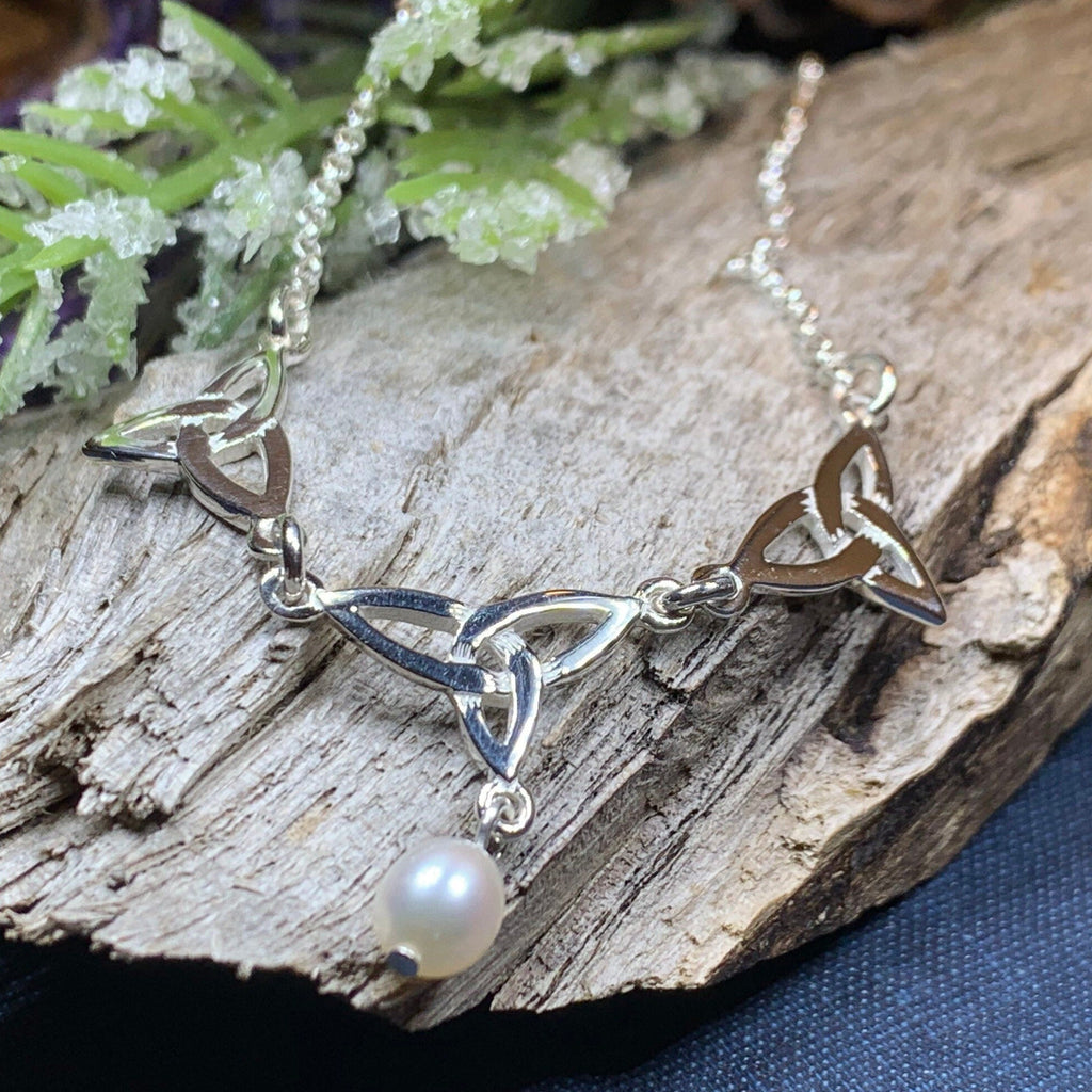 Pearl Celtic Knot Necklace - Handmade in Scotland