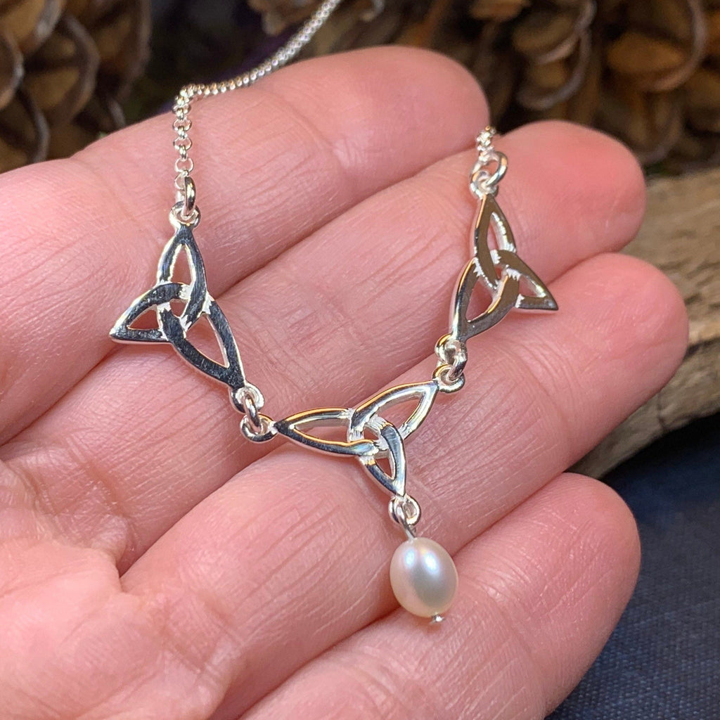 Pearl Celtic Knot Necklace - Handmade in Scotland