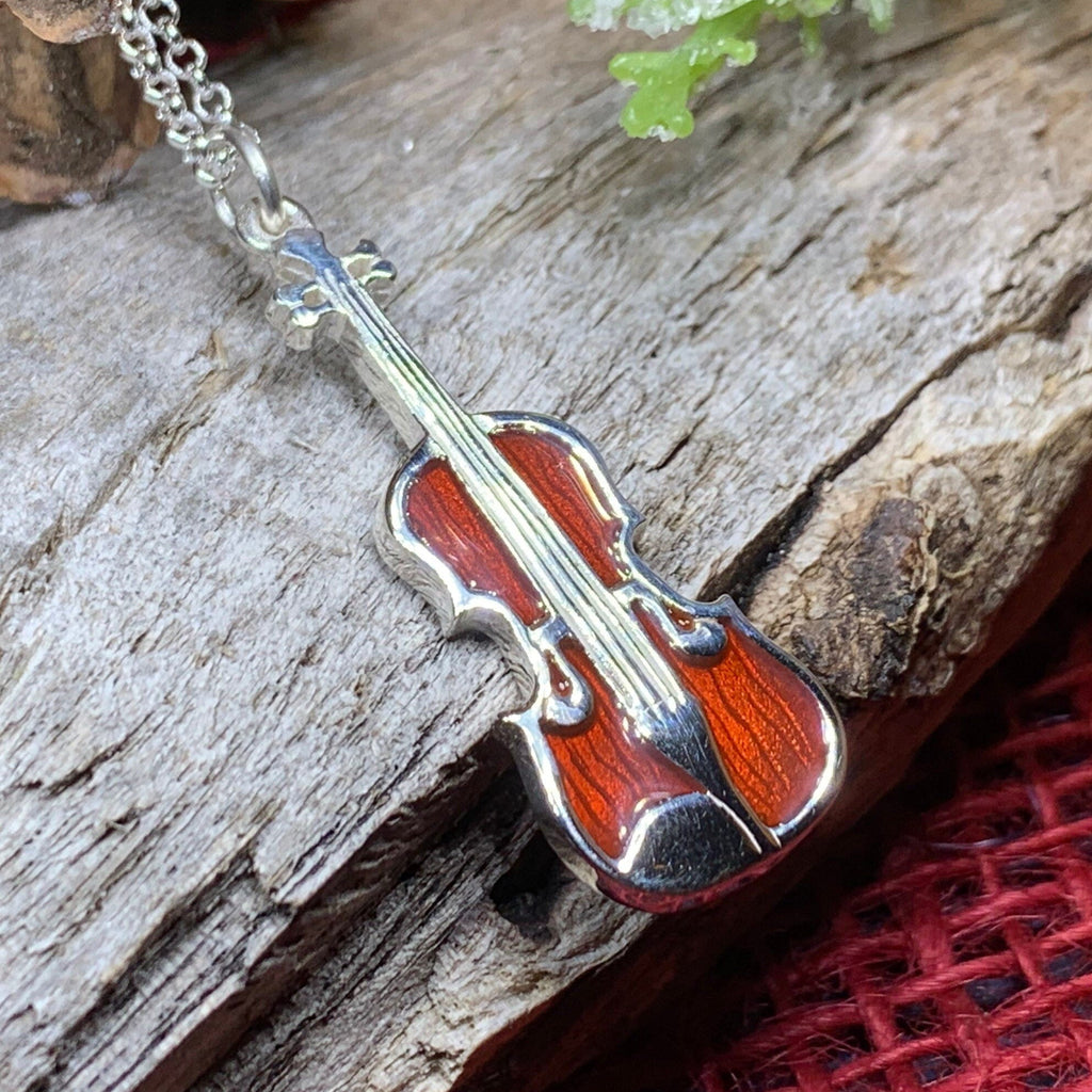 Realistic Enamel Fiddle Necklace - Handmade in Scotland