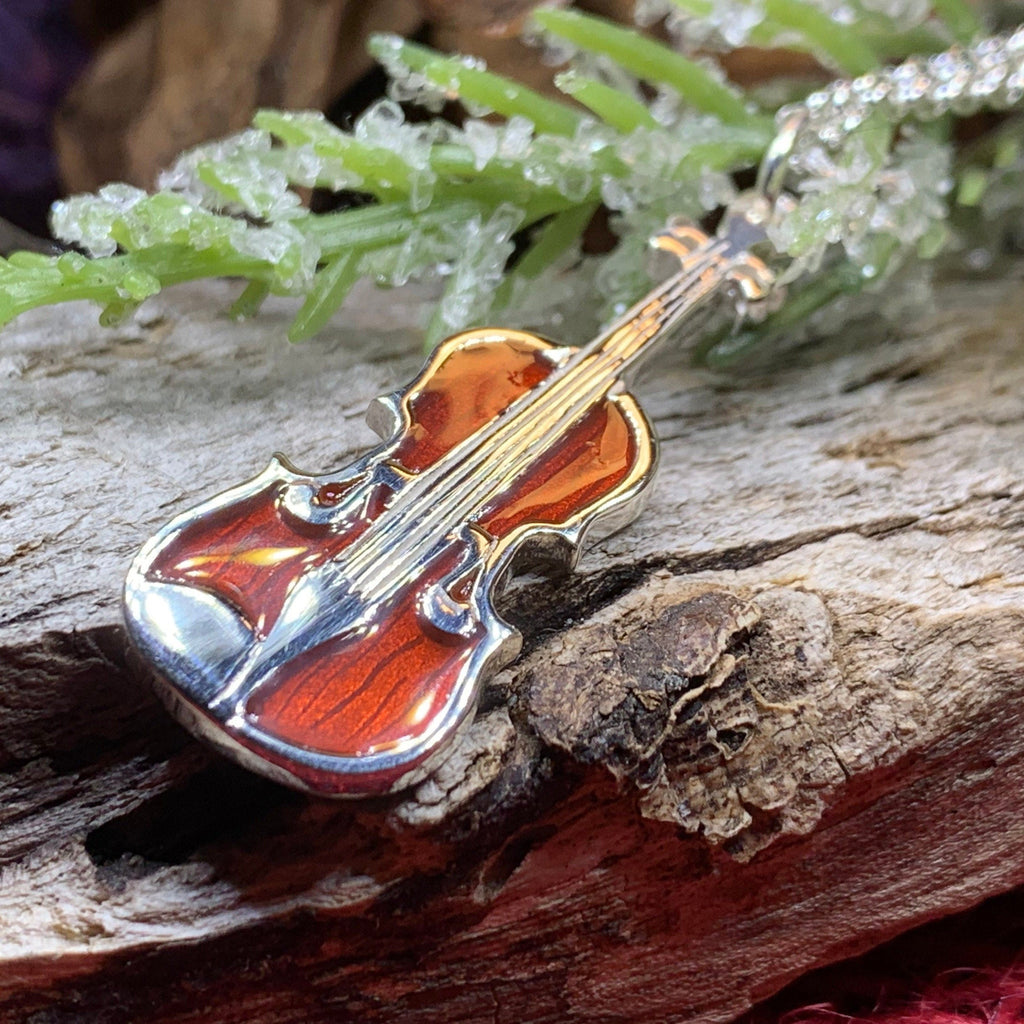 Realistic Enamel Fiddle Necklace - Handmade in Scotland