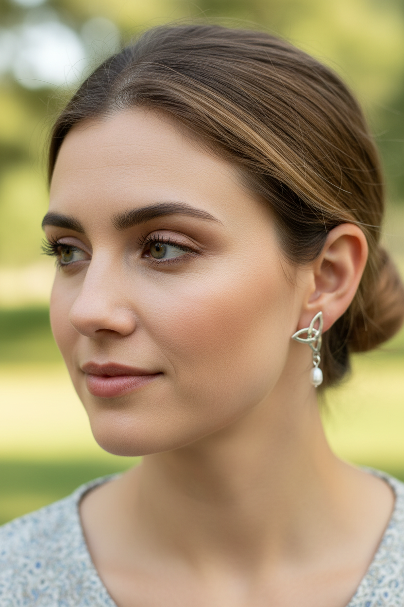 Katina Celtic Knot Pearl Earrings