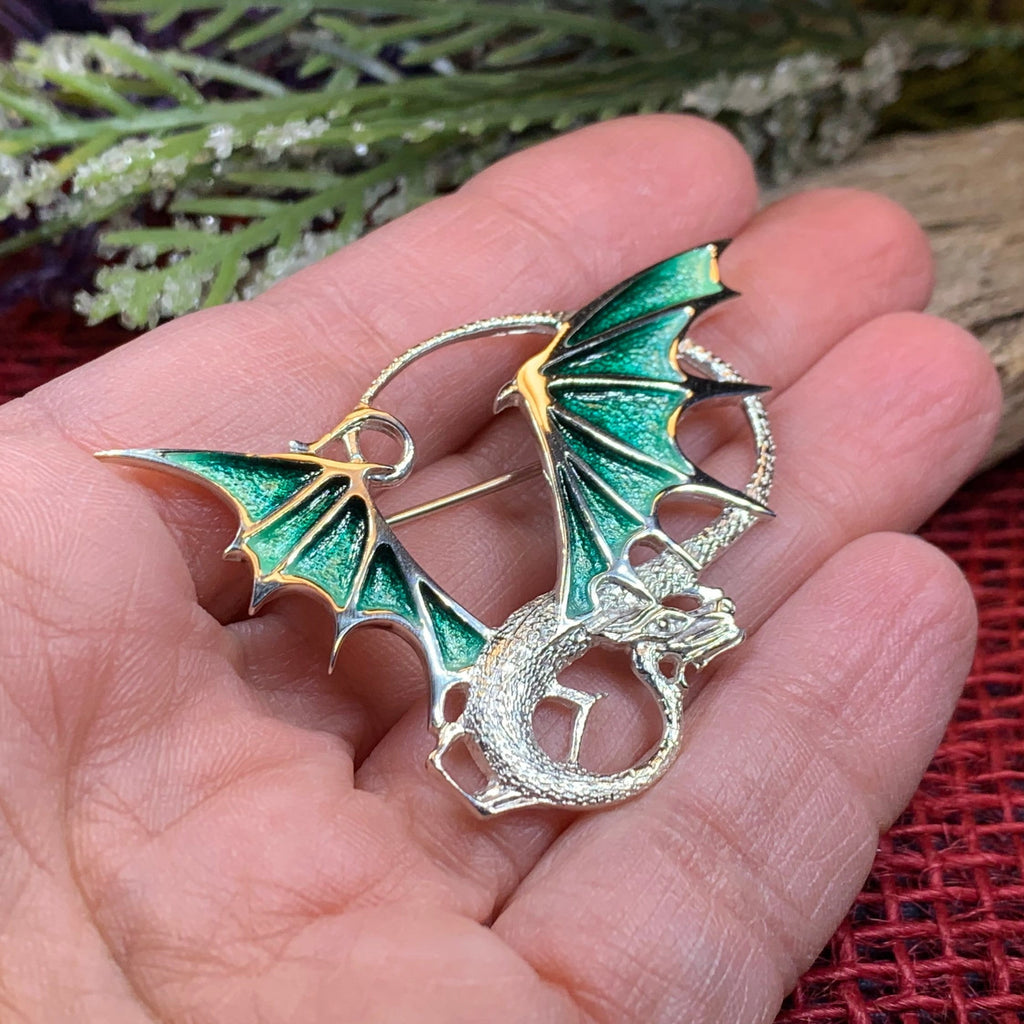 Meadowdancer Sterling Silver Dragon Brooch - Handmade in Scotland