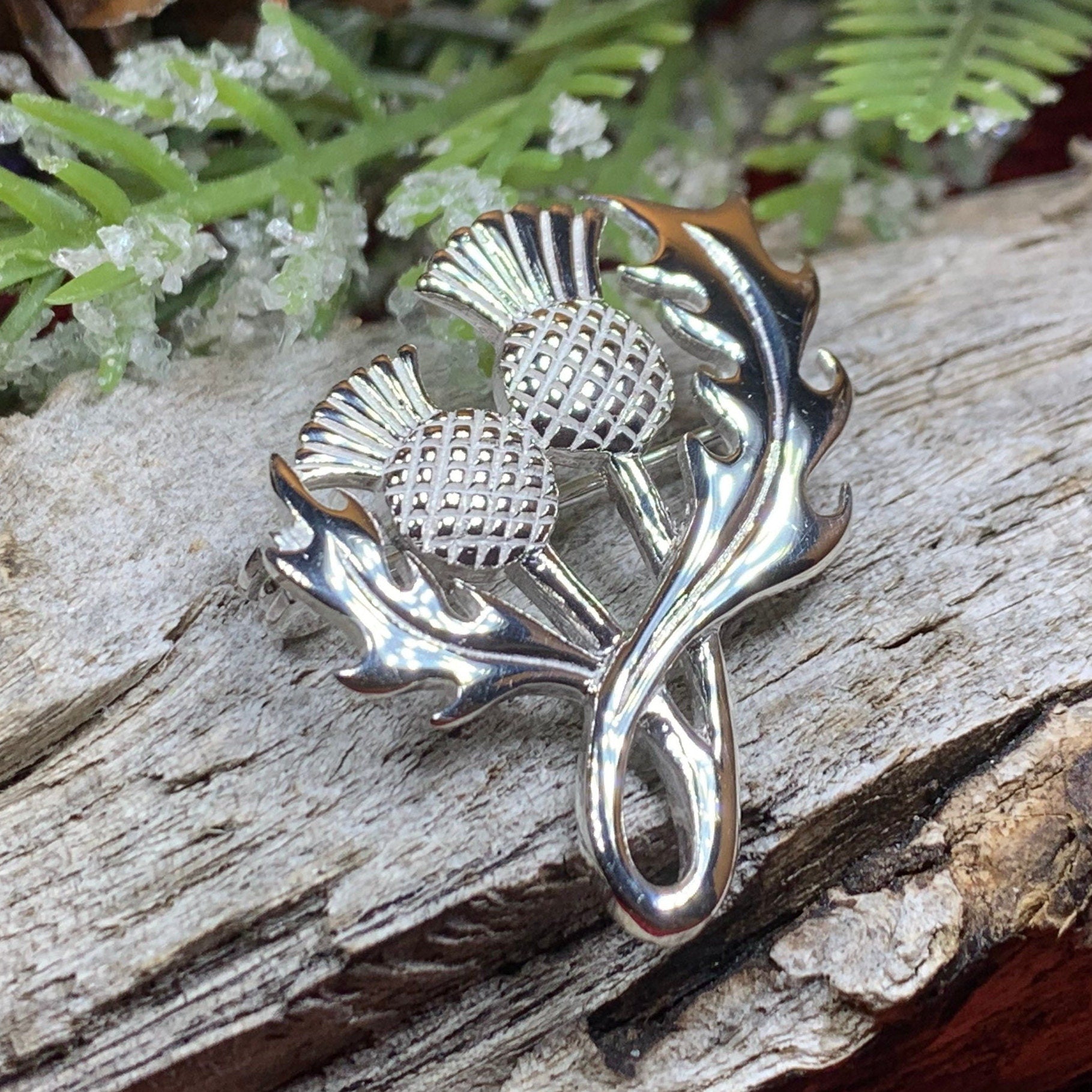 Tanyth Scottish Thistle Brooch in Sterling Silver