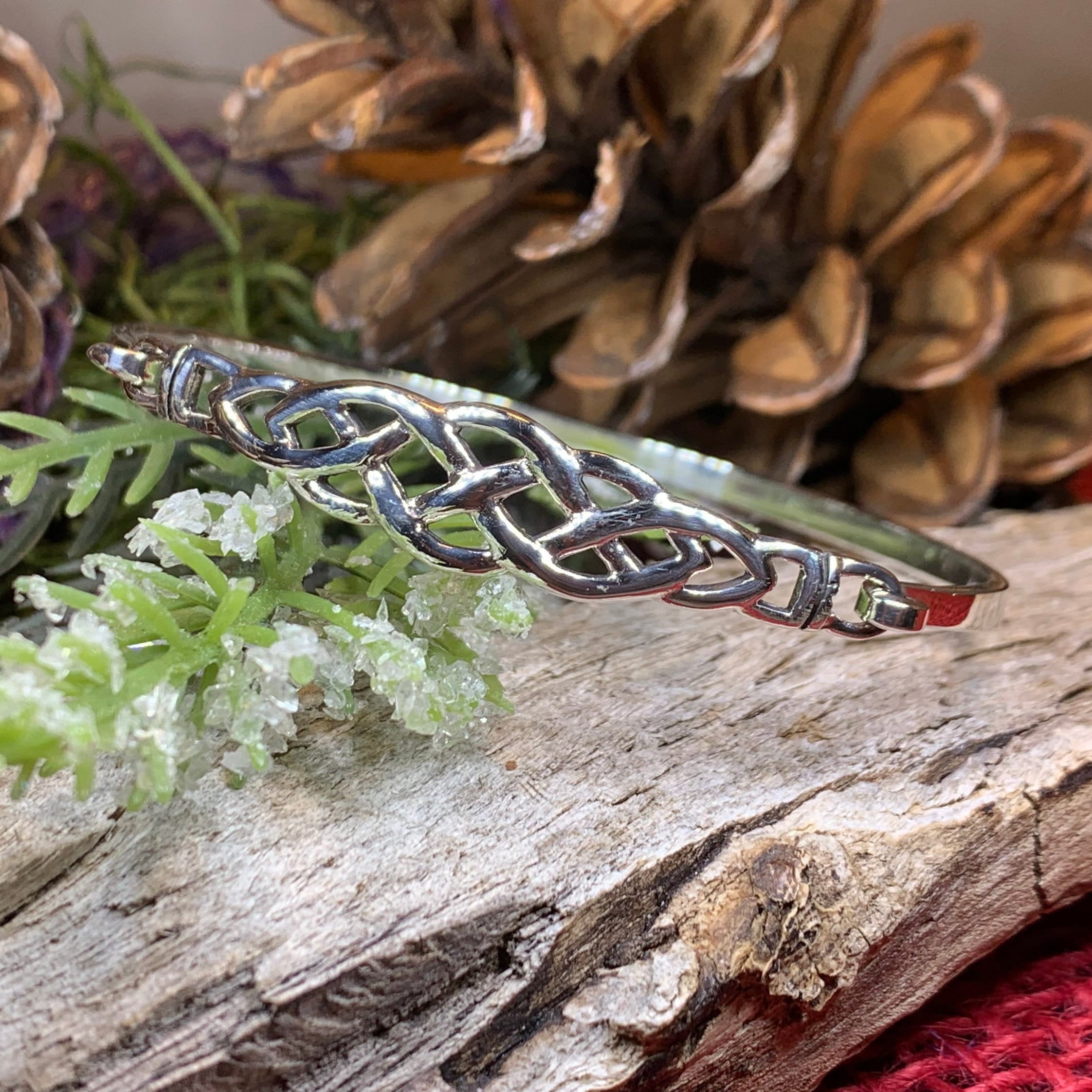 Thalia Celtic Knot Bangle Bracelet in Sterling Silver
