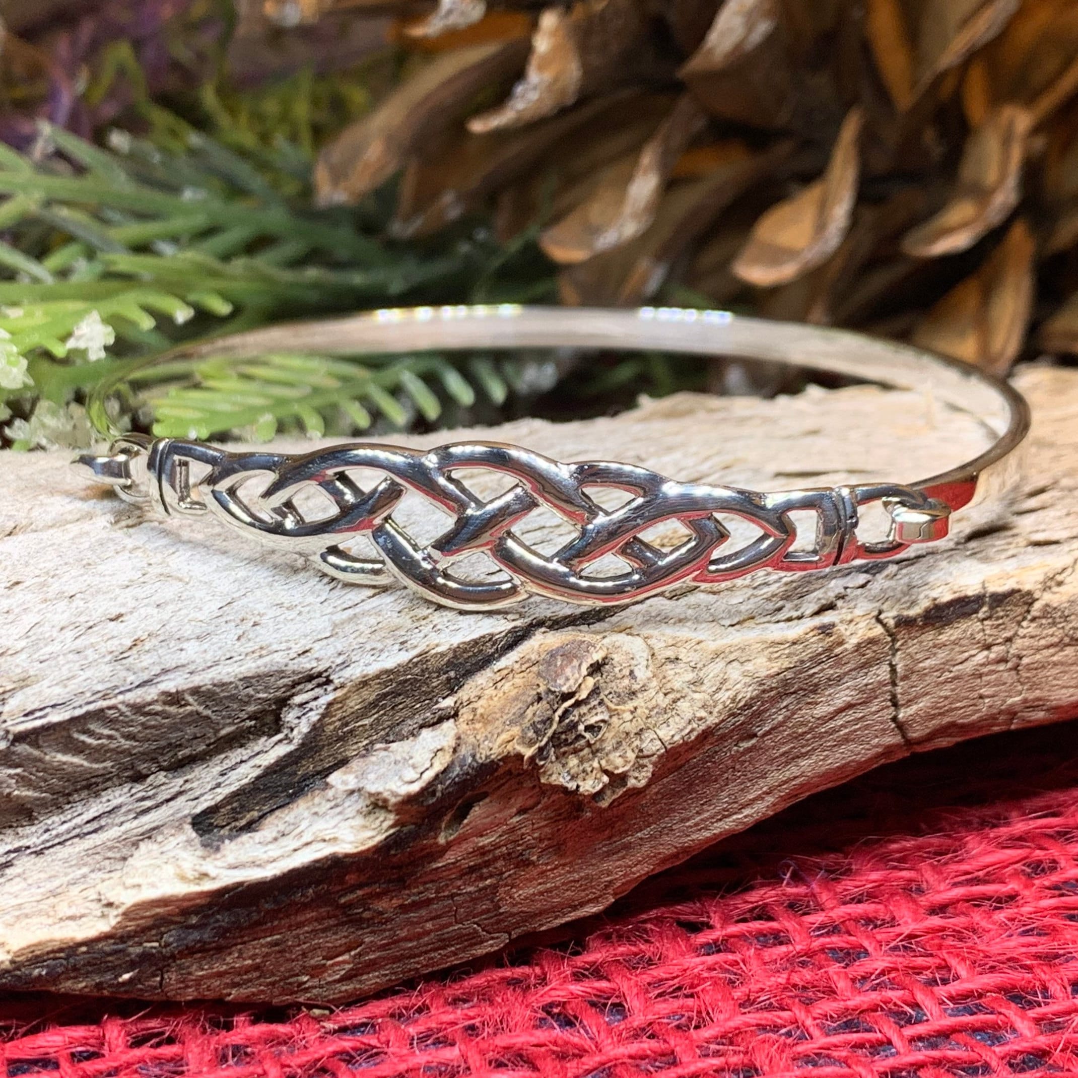 Thalia Celtic Knot Bangle Bracelet in Sterling Silver