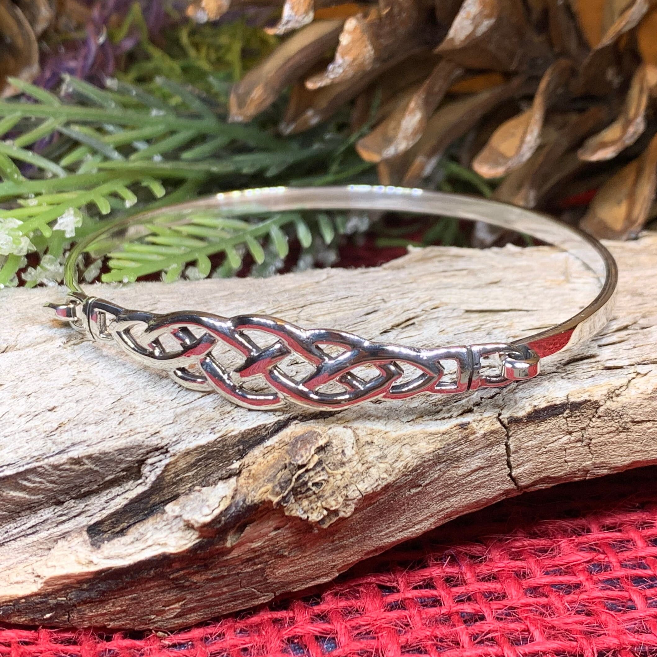 Thalia Celtic Knot Bangle Bracelet in Sterling Silver