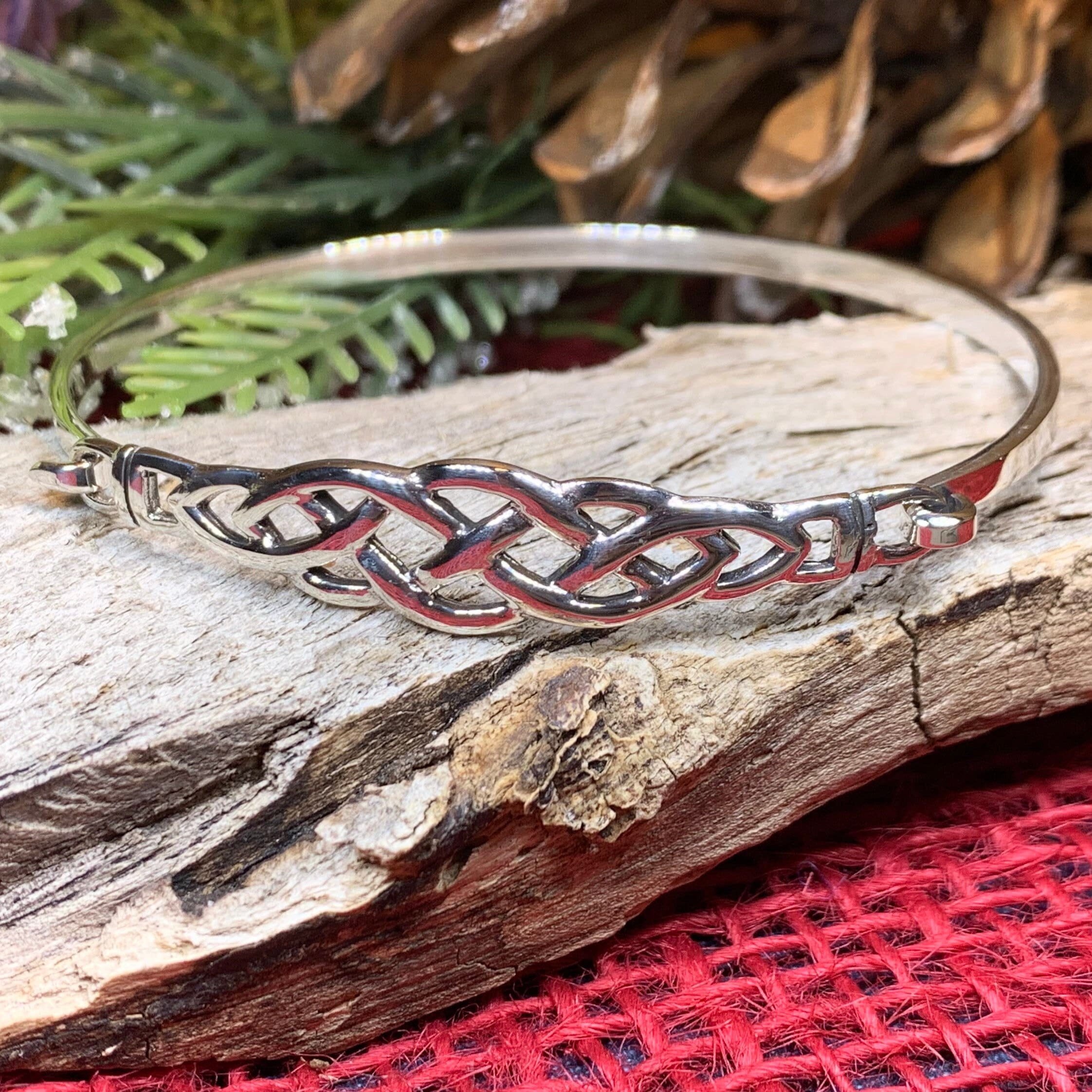Thalia Celtic Knot Bangle Bracelet in Sterling Silver
