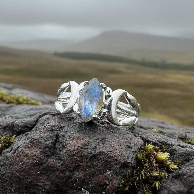 Solstice Triple Moon Ring in Sterling Silver
