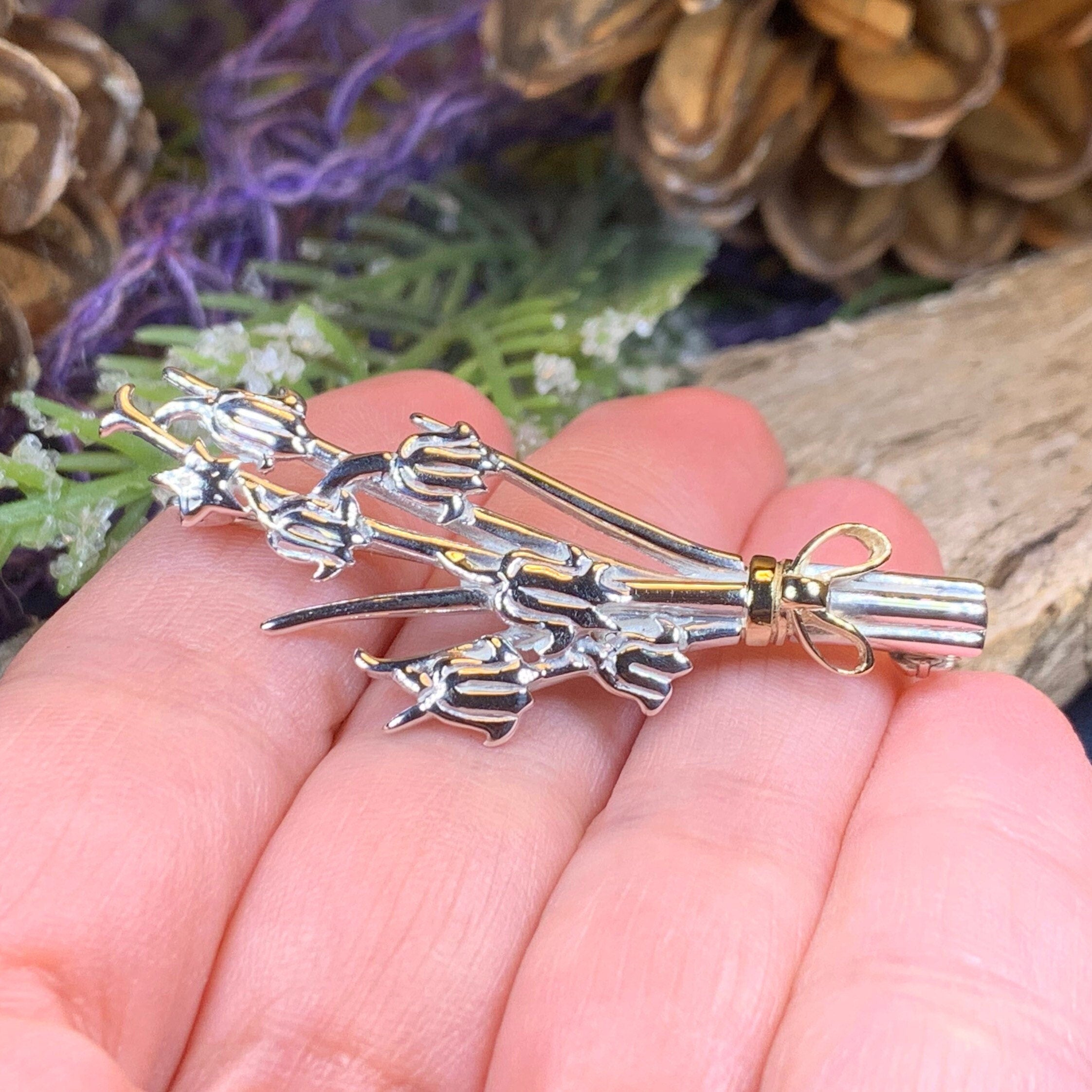 Sterling Silver Scottish Bluebell Posey Brooch - Handmade in Scotland